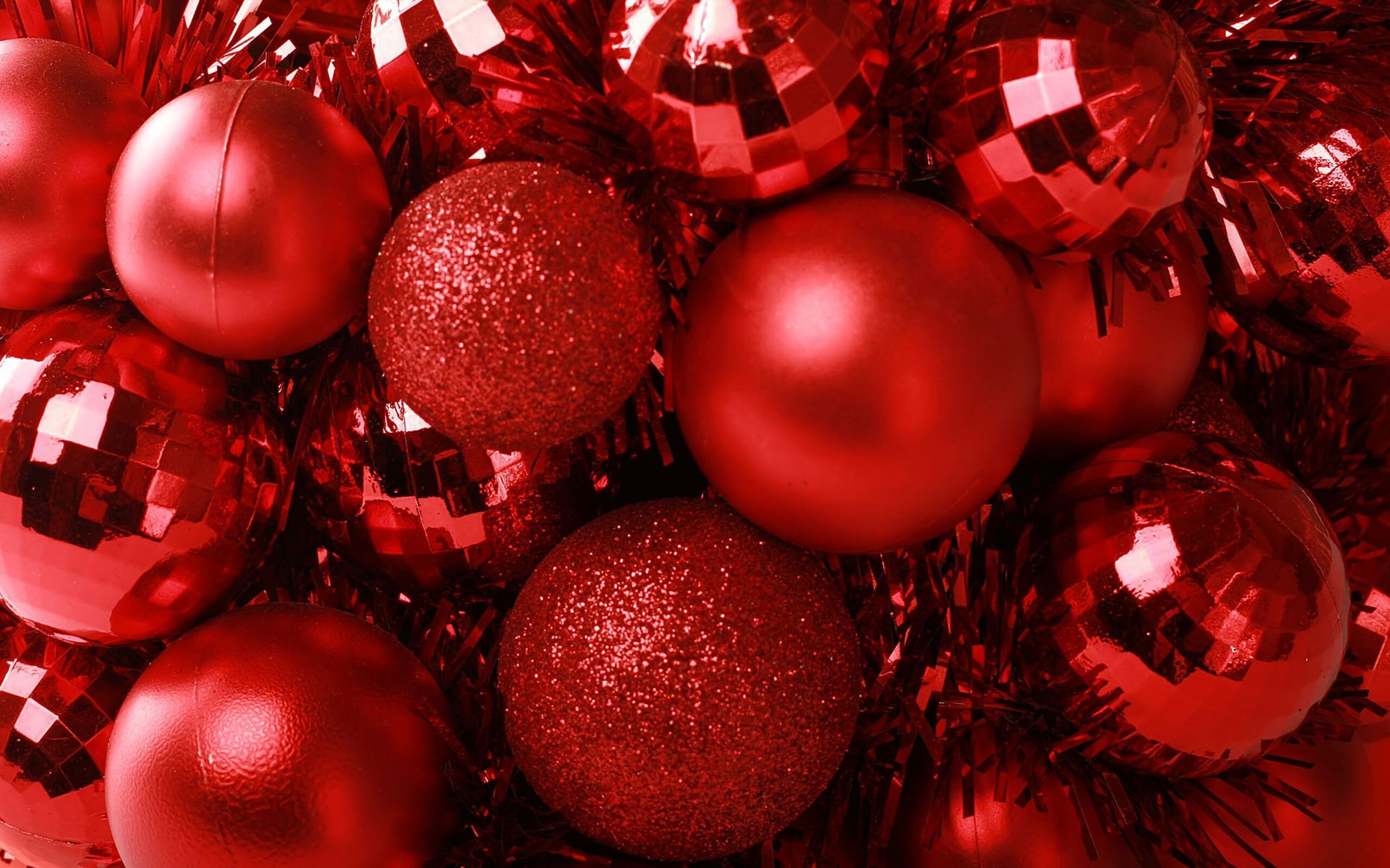 Red Christmas ornaments, Ornate decorations, Vibrant backgrounds, Festive beauty, 2560x1600 HD Desktop