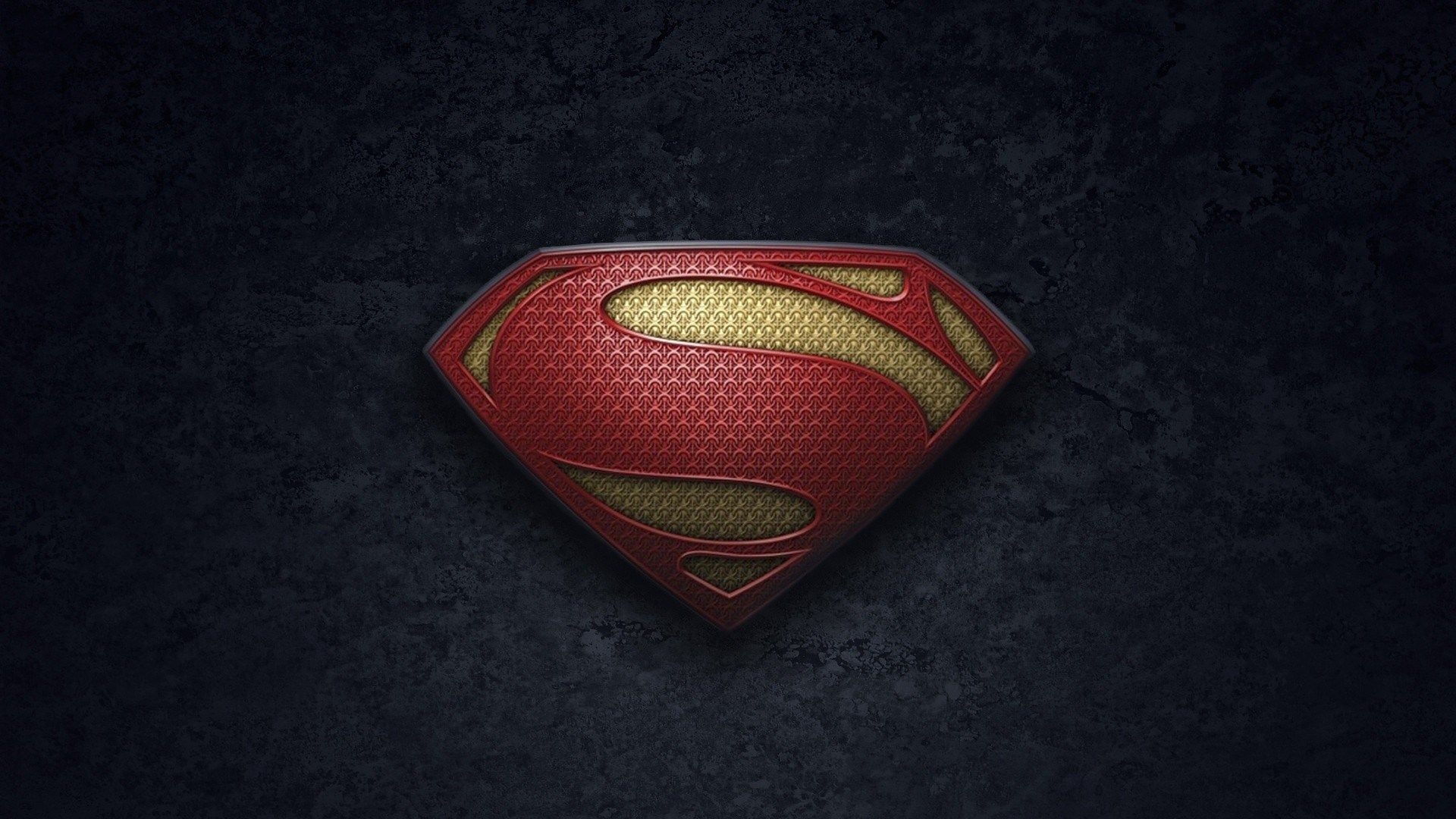 Man of Steel emblem, House of El crest, dark textured stone surface, Full HD Desktop wallpaper