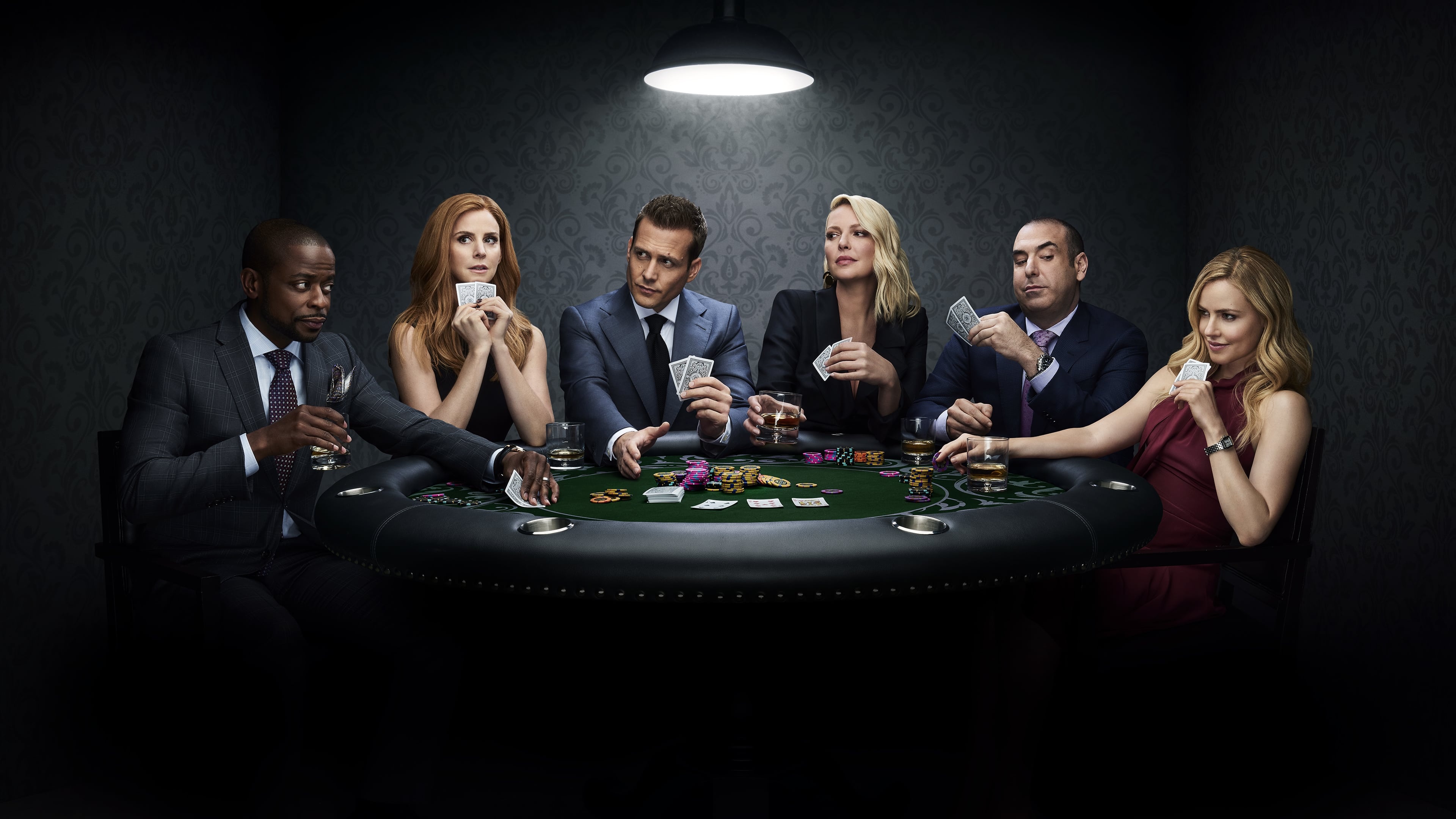 Harvey Specter, Donna Paulsen, Louis Litt, Samantha Wheeler, poker table, 4K Desktop wallpaper