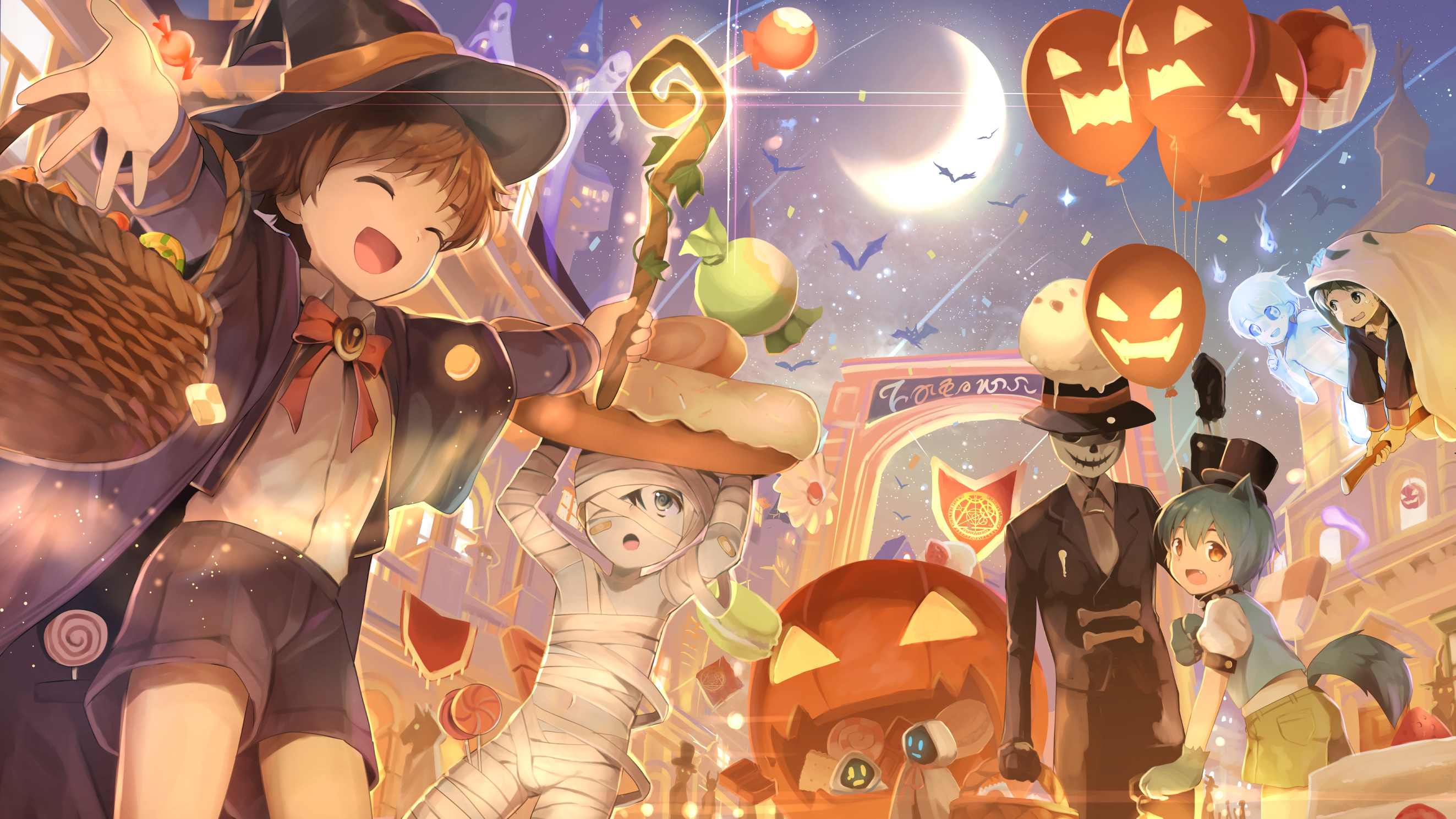 Halloween party, Halloween Anime Wallpaper, 2650x1490 HD Desktop