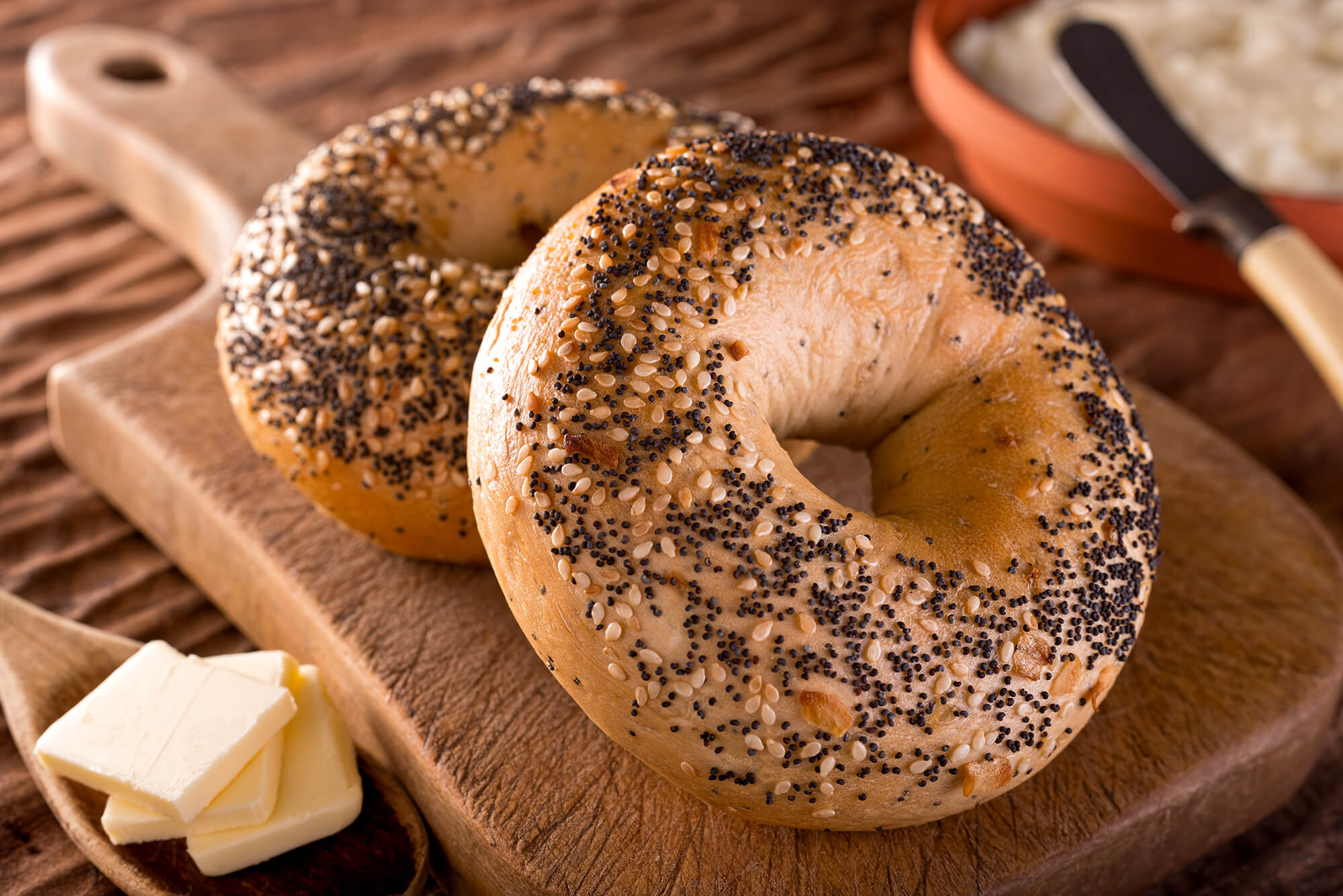 Bagels and butter, Simple pleasure, Creamy indulgence, Classic combination, 2000x1340 HD Desktop