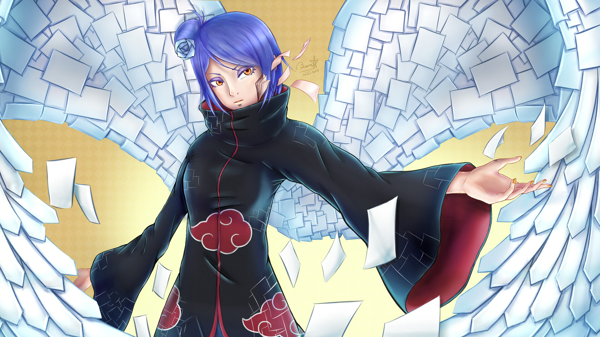 Konan (Naruto), Angelic artwork, Naruto universe, Divine presence, 1920x1080 Full HD Desktop