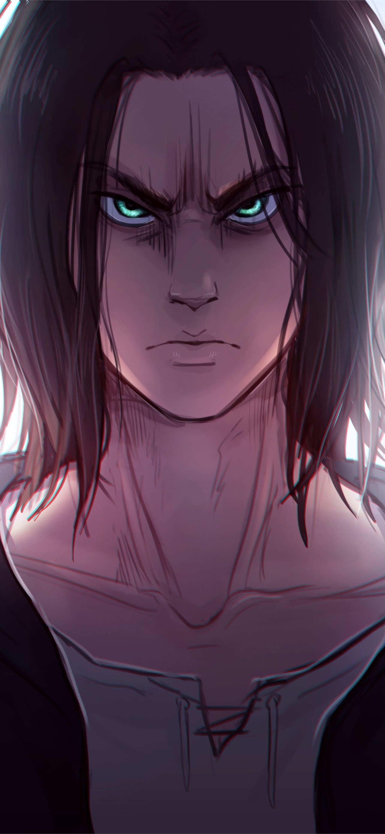 Eren Yeager, Attack on Titan, glowing green eyes, HD Phone wallpaper