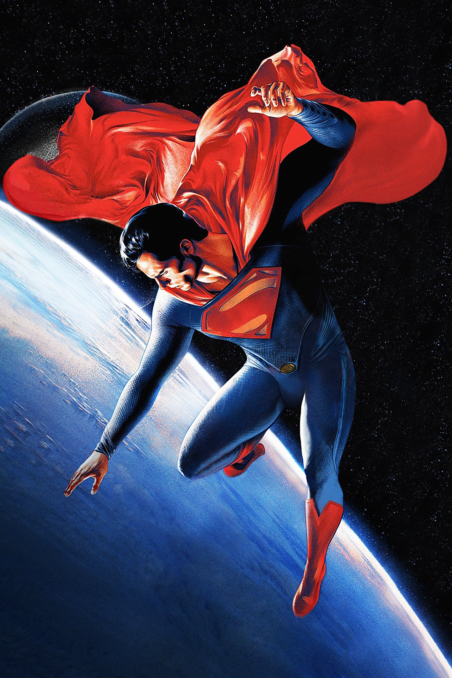 Superman, Planet Earth horizon, Flowing red cape, HD Phone wallpaper