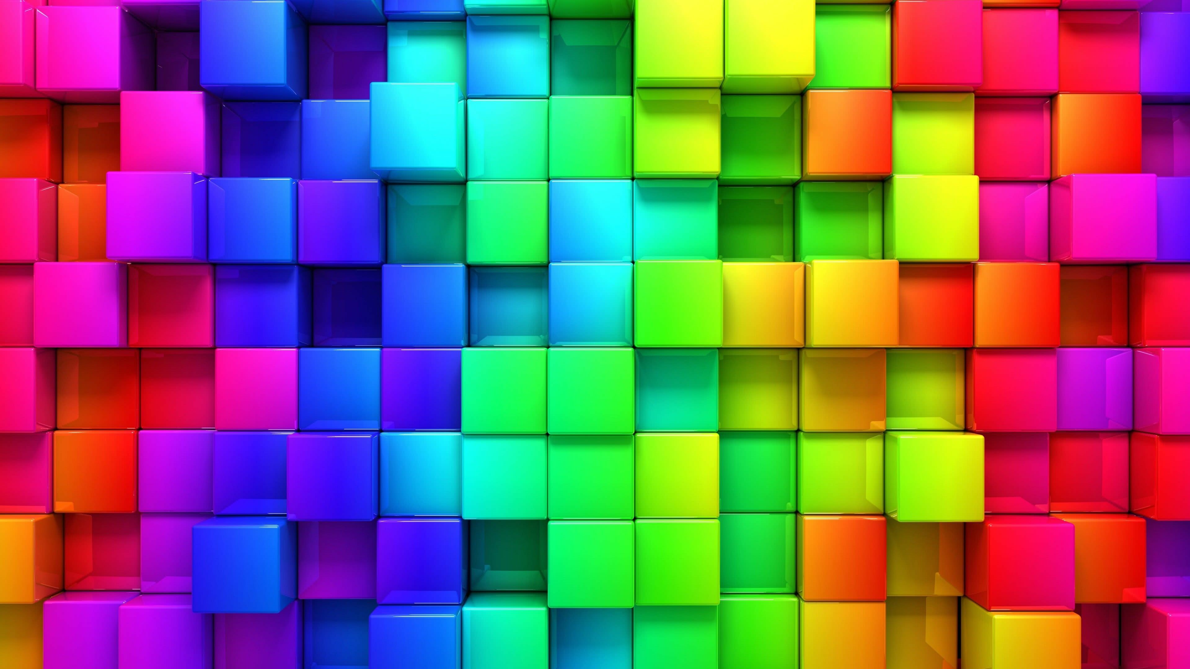 Squares, Rainbow Colors Wallpaper, 3840x2160 4K Desktop