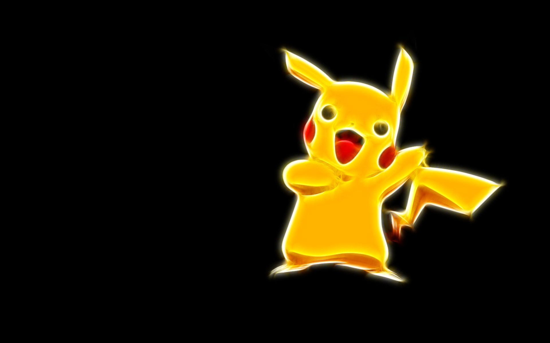 Pikachu, glowing electric light effect, minimalist black background, HD Desktop wallpaper
