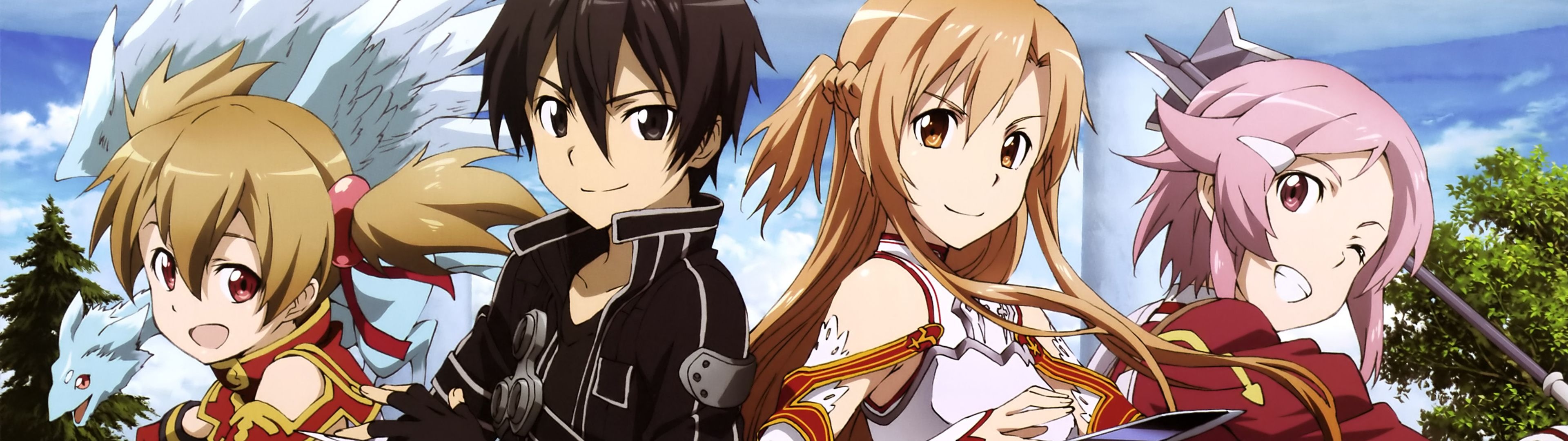 Sword Art Online anime, Dual monitor wallpapers, Stunning visuals, Virtual reality, 3840x1080 Dual Screen Desktop