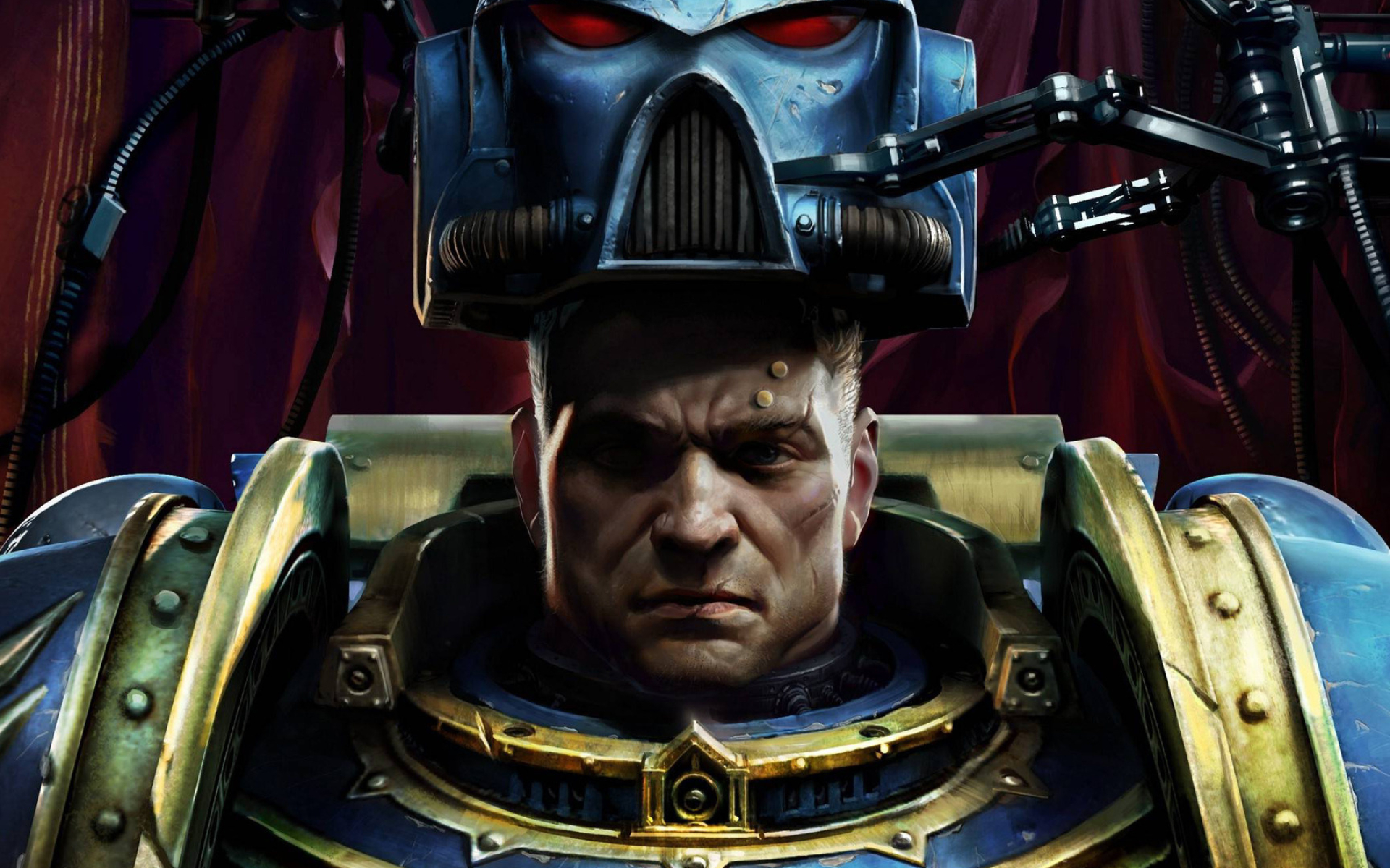 Captain Titus, Ultramarines Power Armour, Space Marine helmet rig, HD Desktop wallpaper
