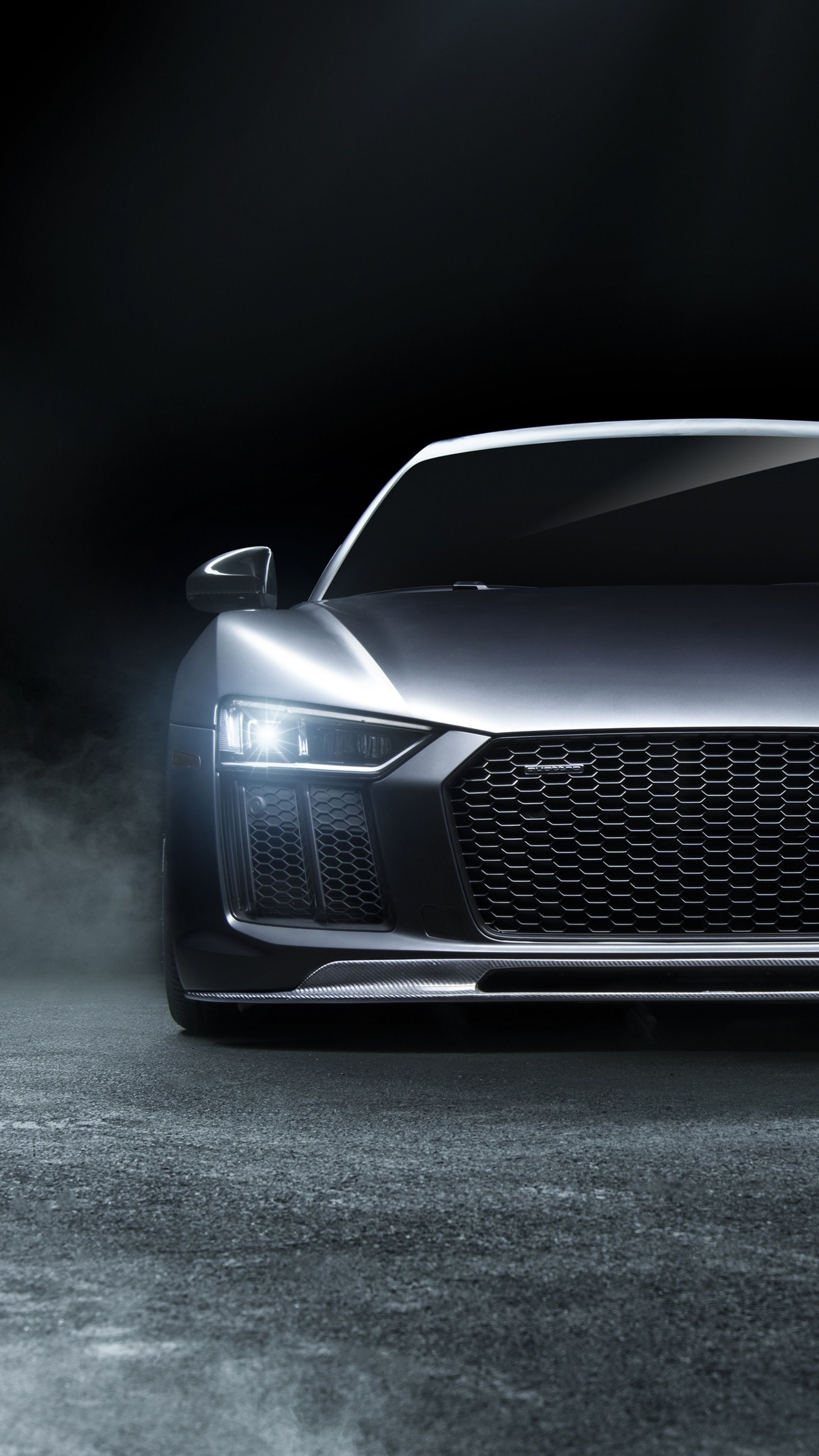 Audi R8 V10 Type 4S, quattro front grille badge, carbon fiber front splitter, 4K Phone wallpaper