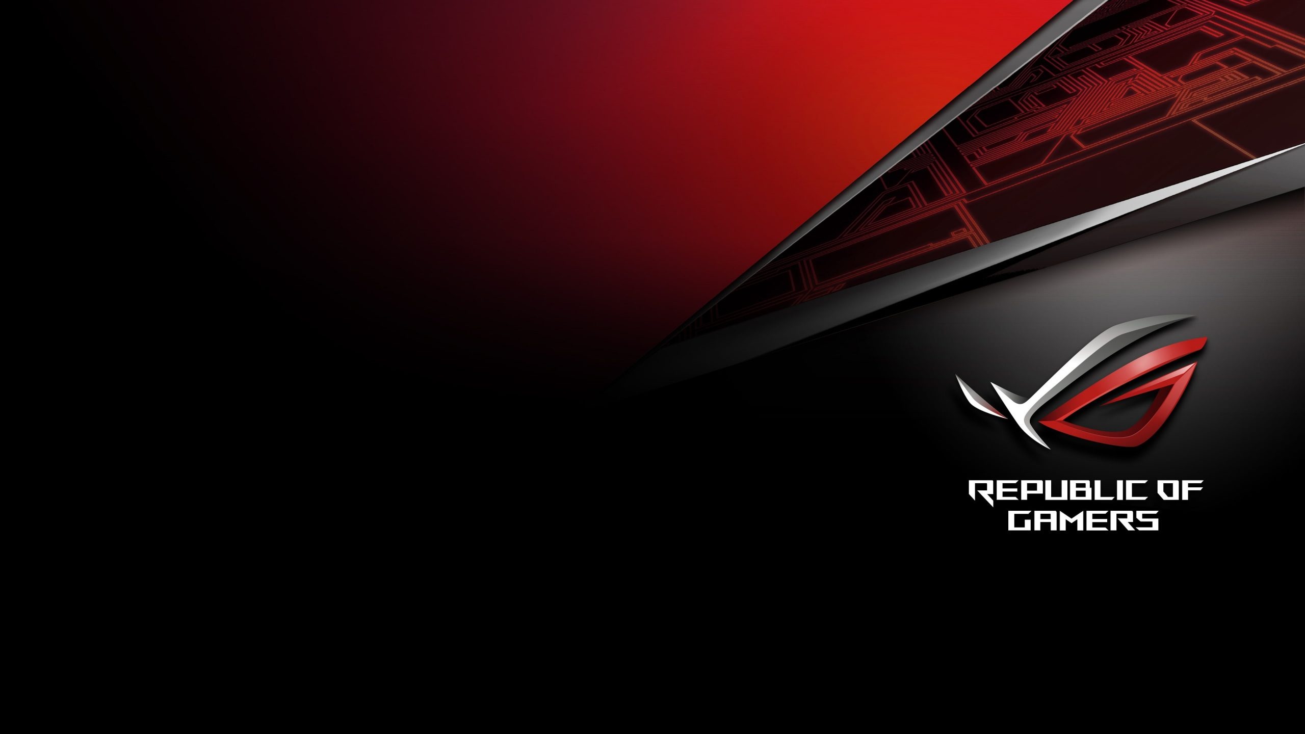 ASUS Republic of Gamers logo, Republic of Gamers lettering, Red and black angular panel, HD Desktop wallpaper