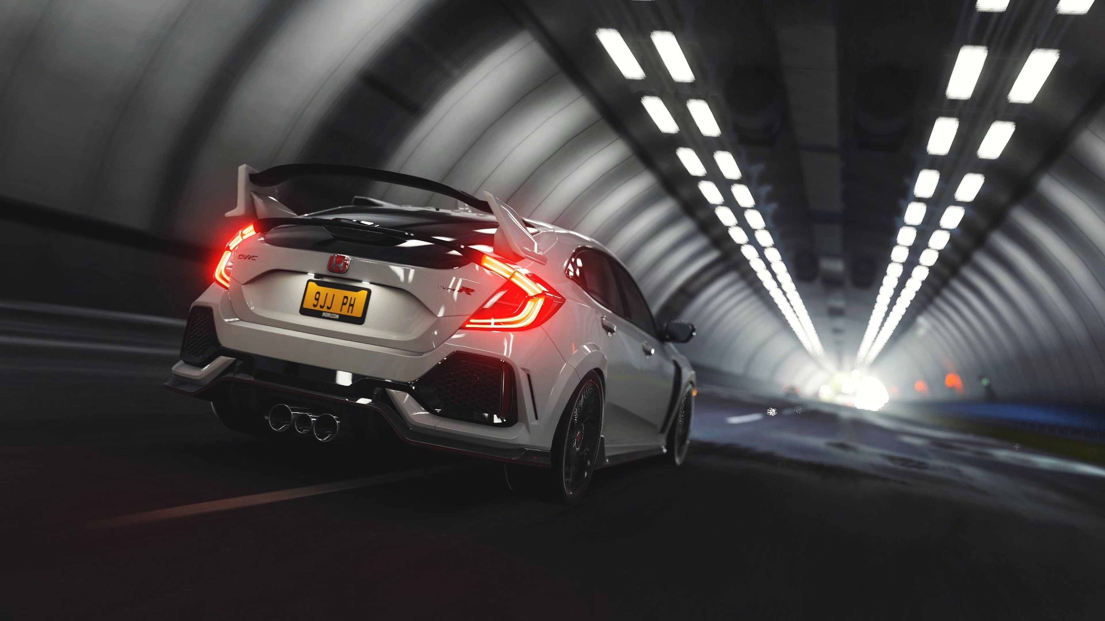 Honda Civic Type R, Honda passion, Racing beauty, Tunnel race, 3840x2160 4K Desktop