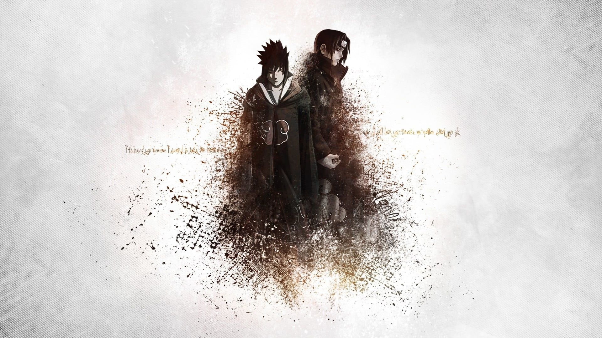Sasuke Uchiha, Itachi Uchiha, Akatsuki cloak, Full HD Desktop wallpaper