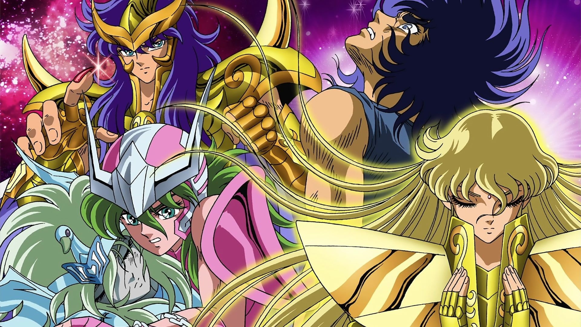 Virgo Shaka, Scorpio Milo, Andromeda Shun, Cygnus Hyoga, Phoenix Ikki, Full HD Desktop wallpaper
