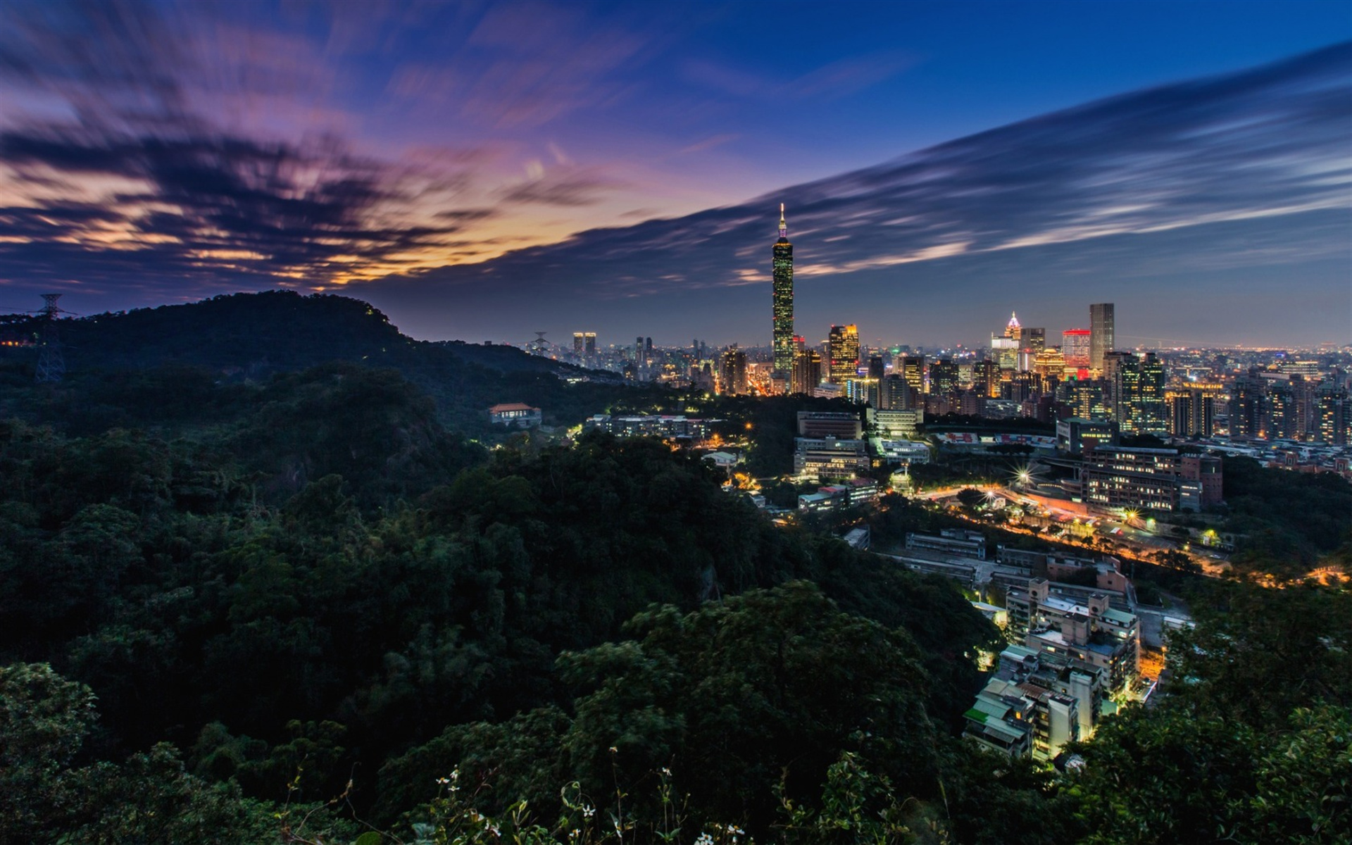 Taipei 101 landmark, Skyscraper at sunset, Taipei cityscape, World Financial Center, 1920x1200 HD Desktop