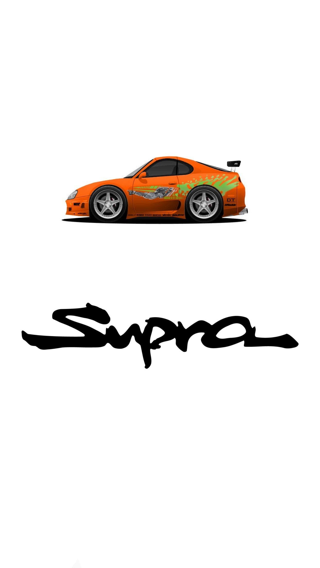 Brian O'Conner Toyota Supra, Toyota Supra script logo, Minimalist white background, HD Phone wallpaper