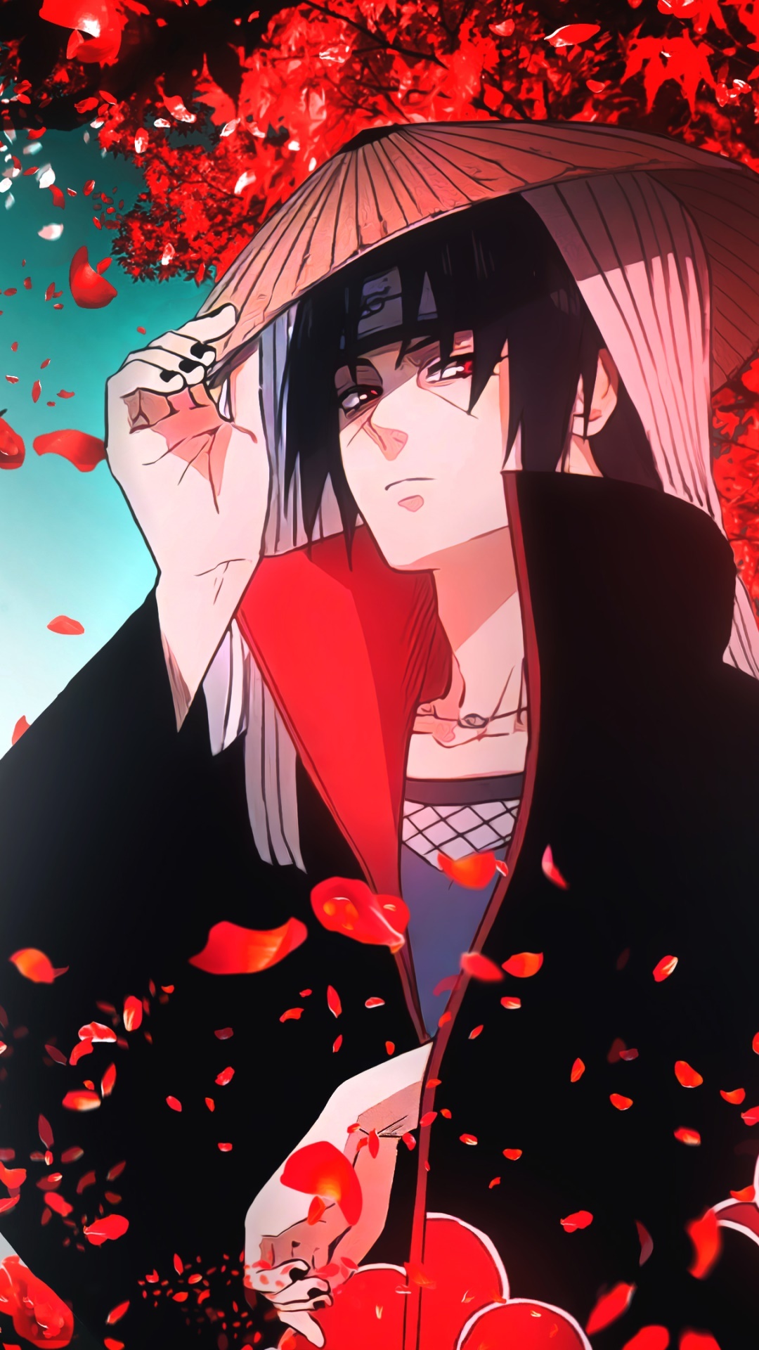 Itachi Uchiha, Akatsuki cloak, conical straw hat, Full HD Phone wallpaper