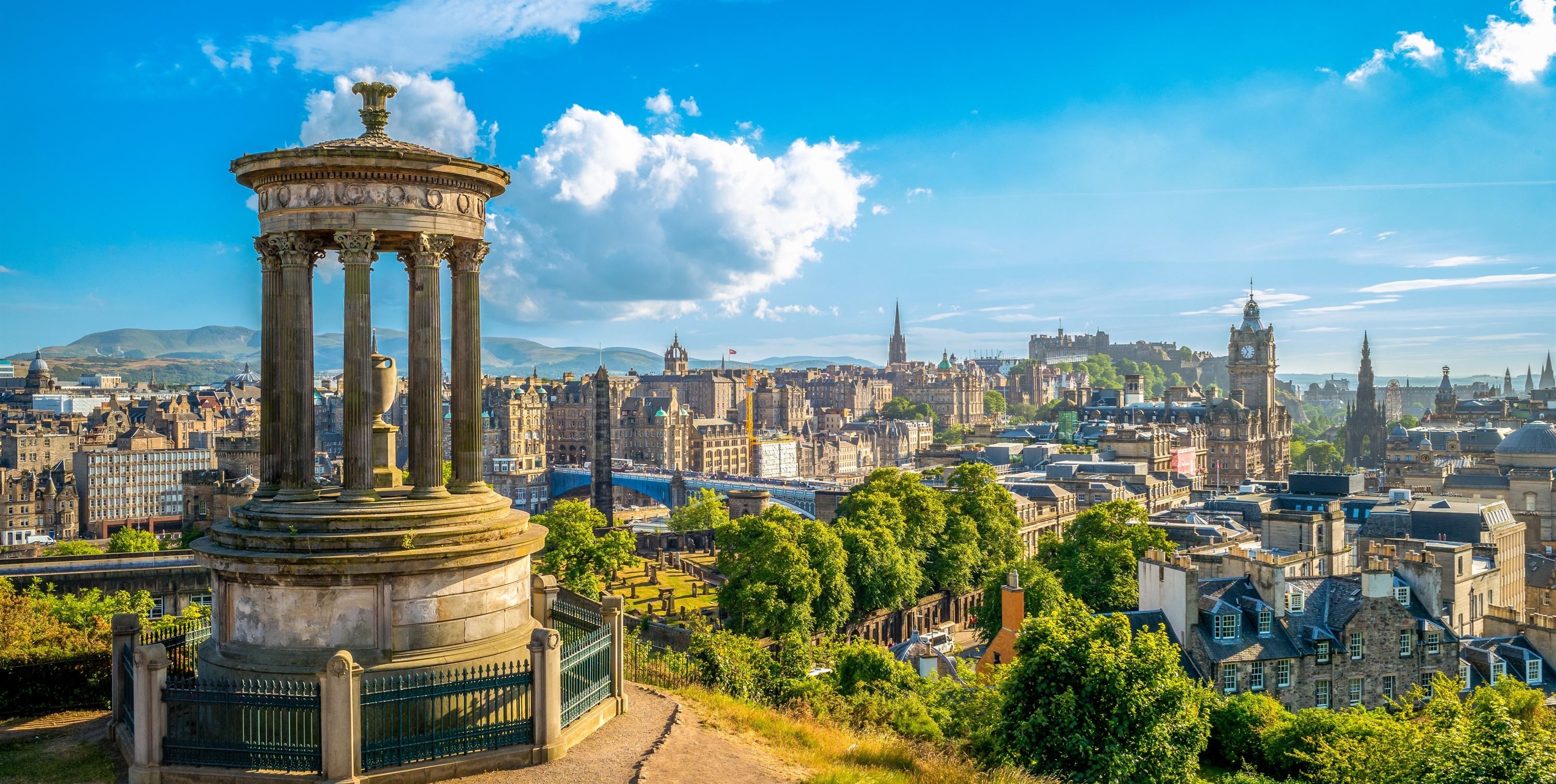 Edinburgh Skyline, Camping sites, Outdoor adventure, Tranquil escapes, 3000x1520 HD Desktop