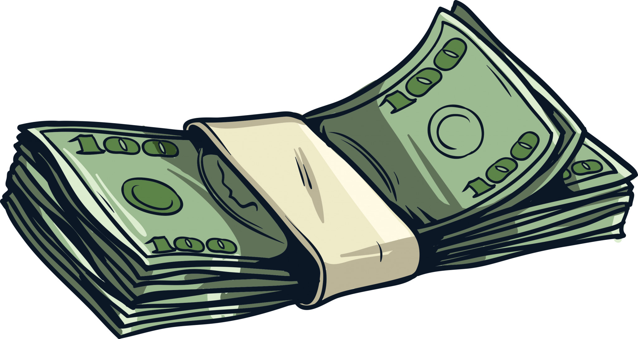 Hundred-dollar bill stack, Paper currency band, Comic style cash illustration, HD Desktop wallpaper