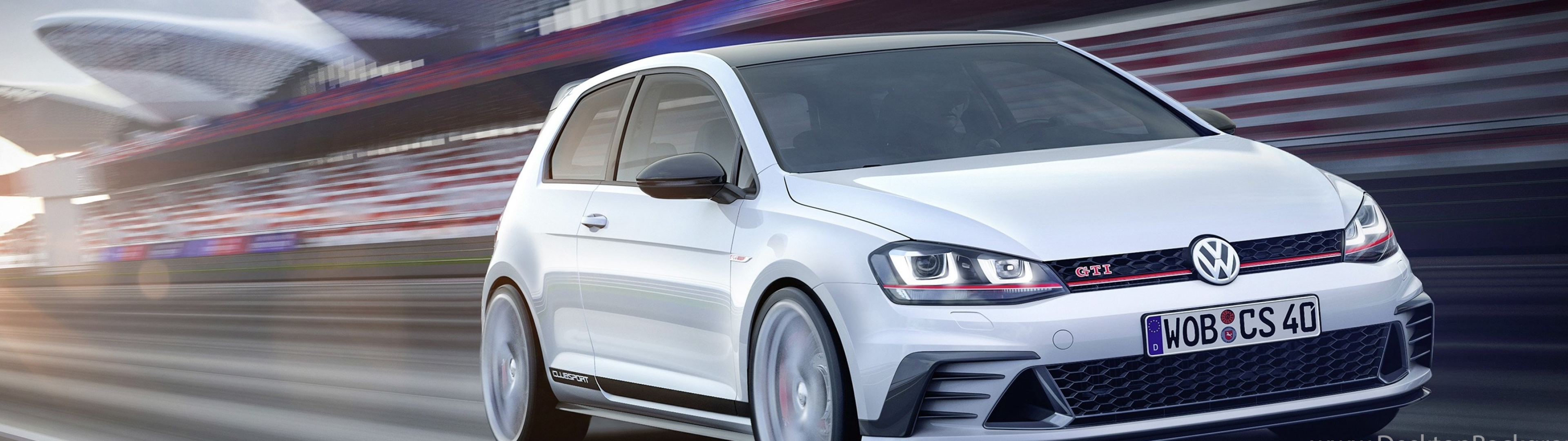 Volkswagen Golf, Wide-screen beauty, Dual monitor wallpaper, Panoramic view, 3840x1080 Dual Screen Desktop