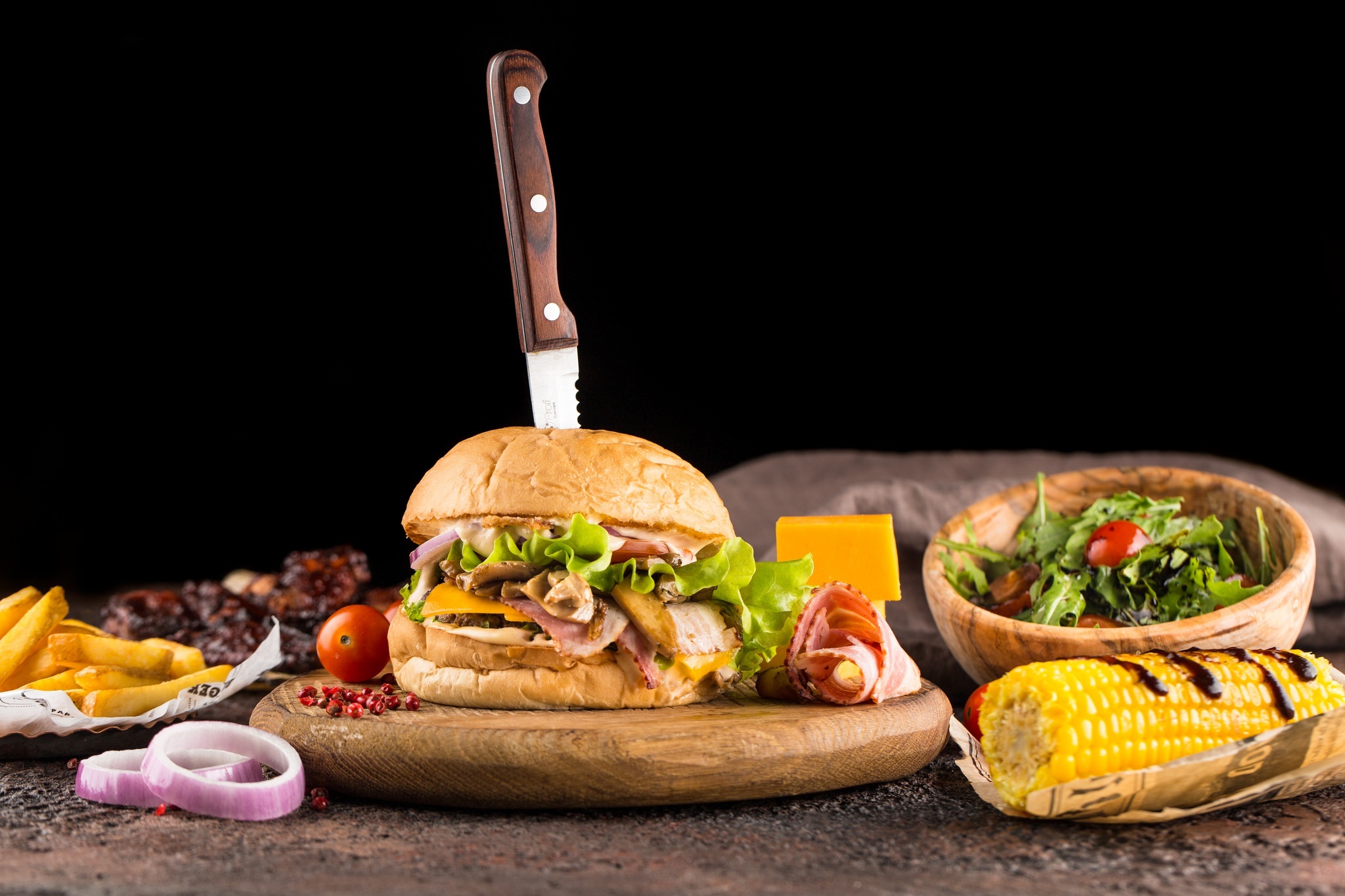 Mouthwatering burger, Gourmet toppings, Savory indulgence, Heavenly delight, 2050x1370 HD Desktop