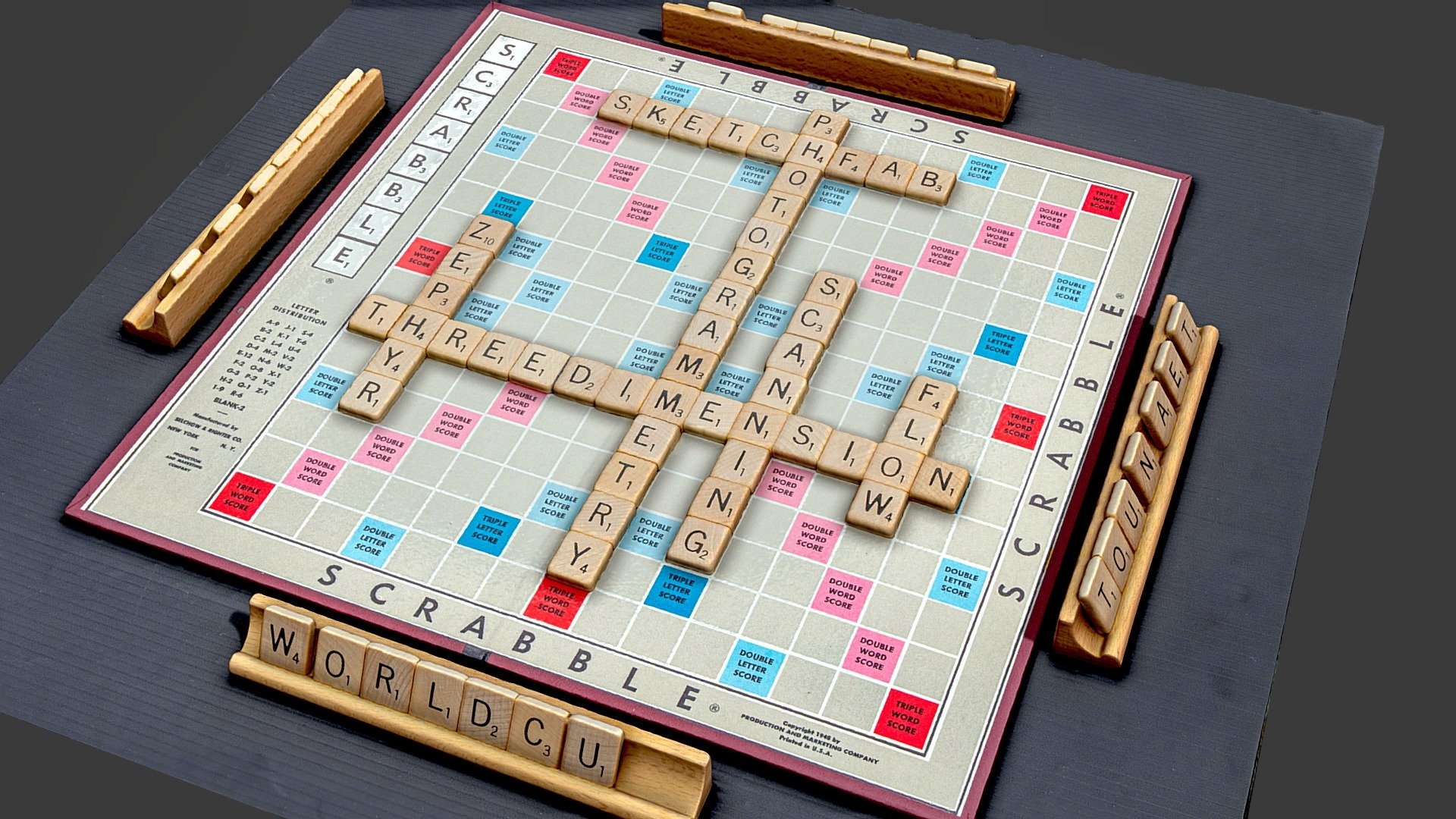 Scrabble 3D board model, Visual representation, Board game art, Word game design, 1920x1080 Full HD Desktop