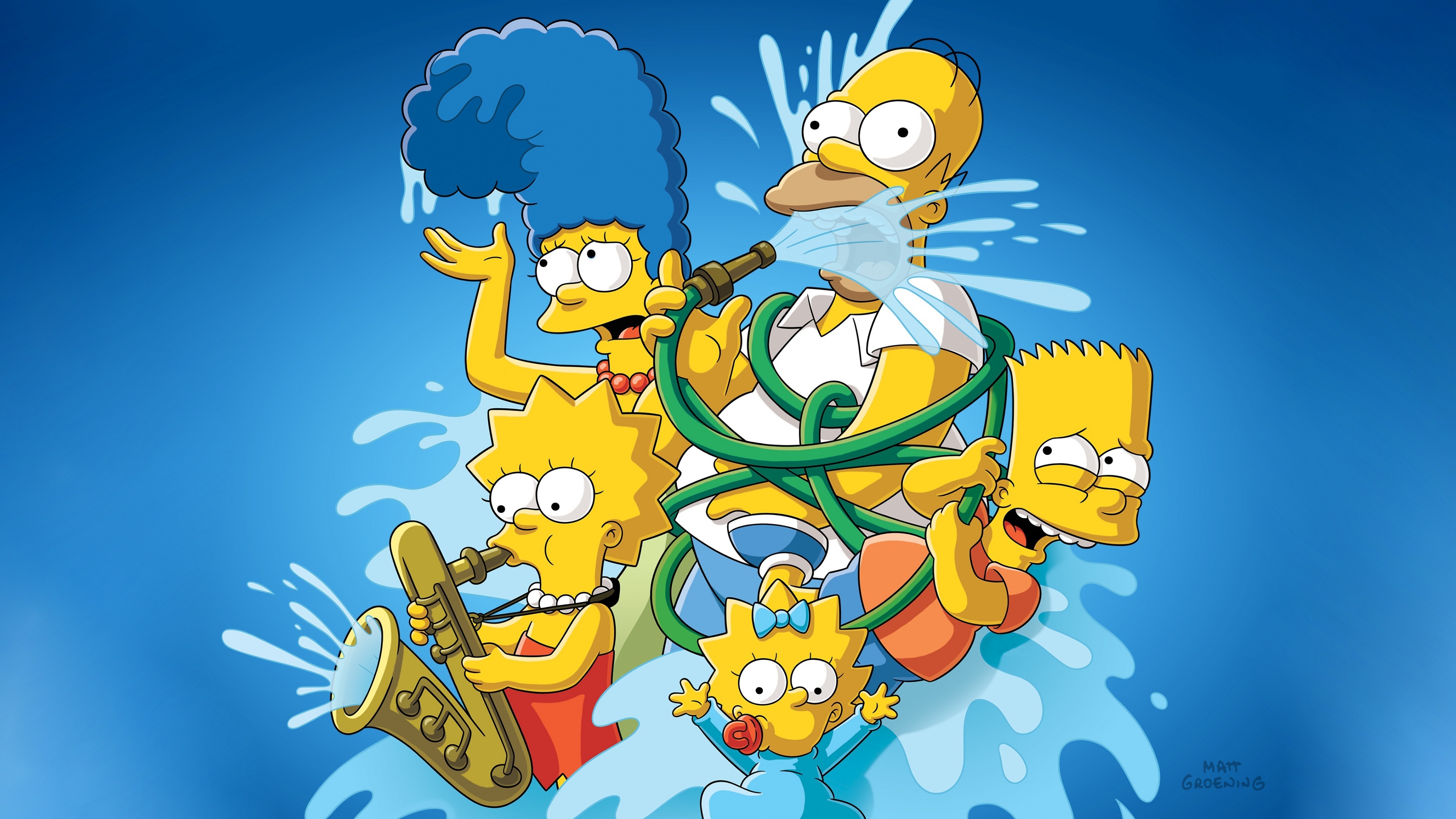 The Simpsons, Bart Simpson, Homer Simpson, Marge Simpson, Lisa Simpson, 4K Desktop wallpaper