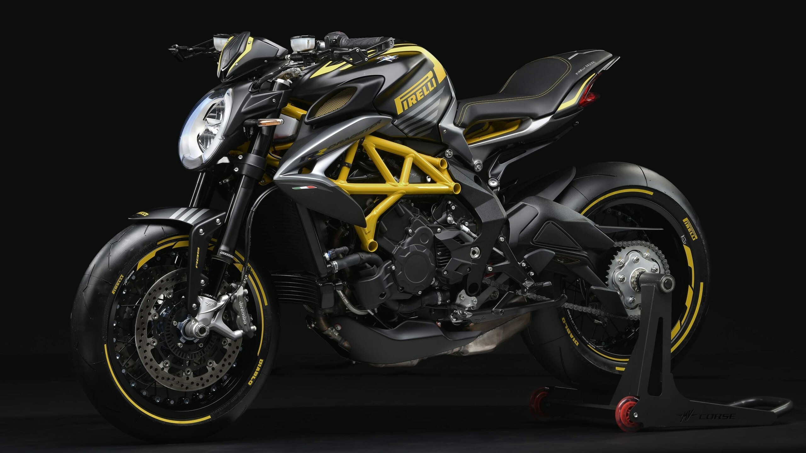 MV Agusta Brutale 800 RR, Pirelli black edition, Motorcycle side view, 2560x1440 HD Desktop