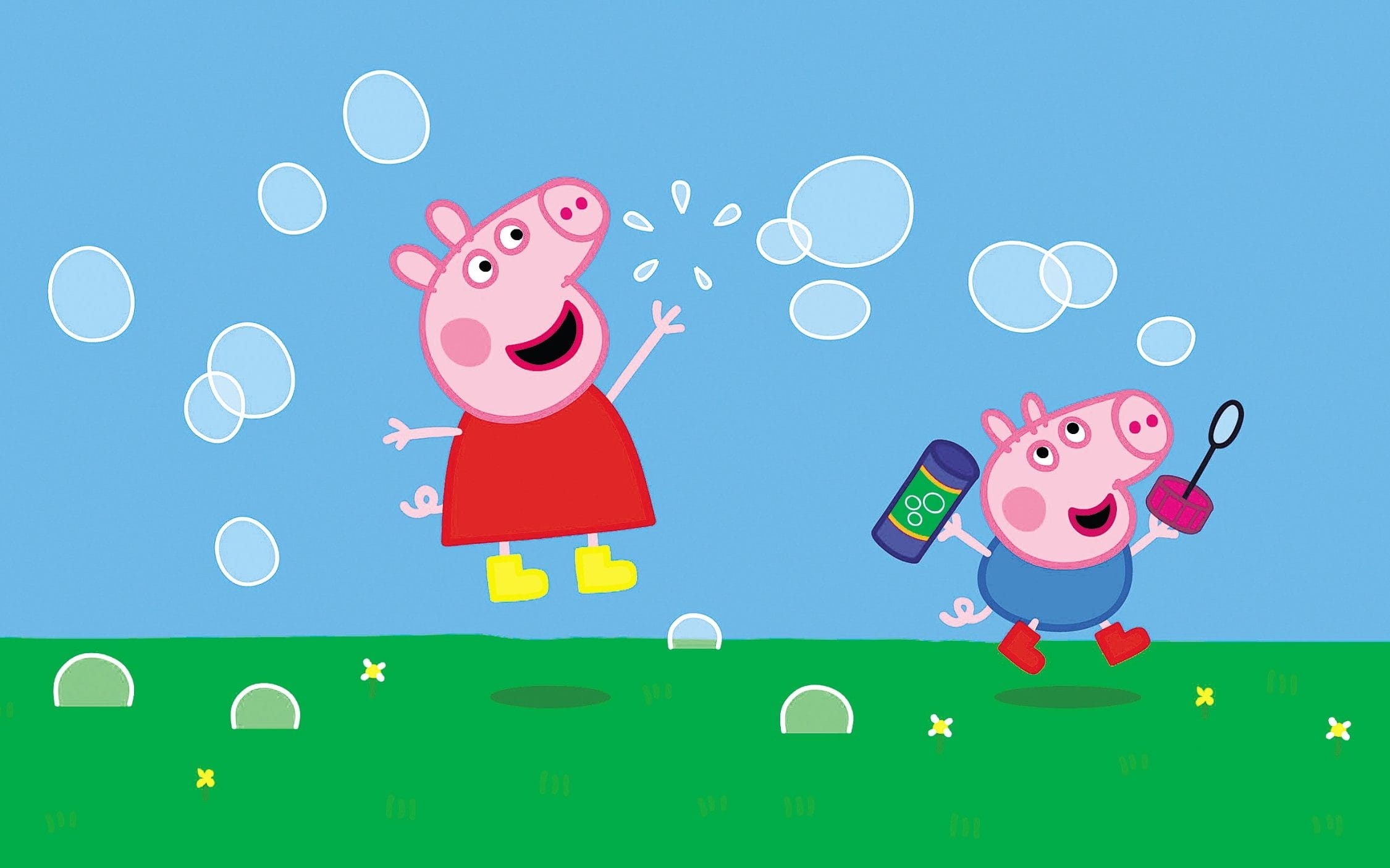 Peppa Pig, George Pig, Soap bubbles, HD Desktop wallpaper