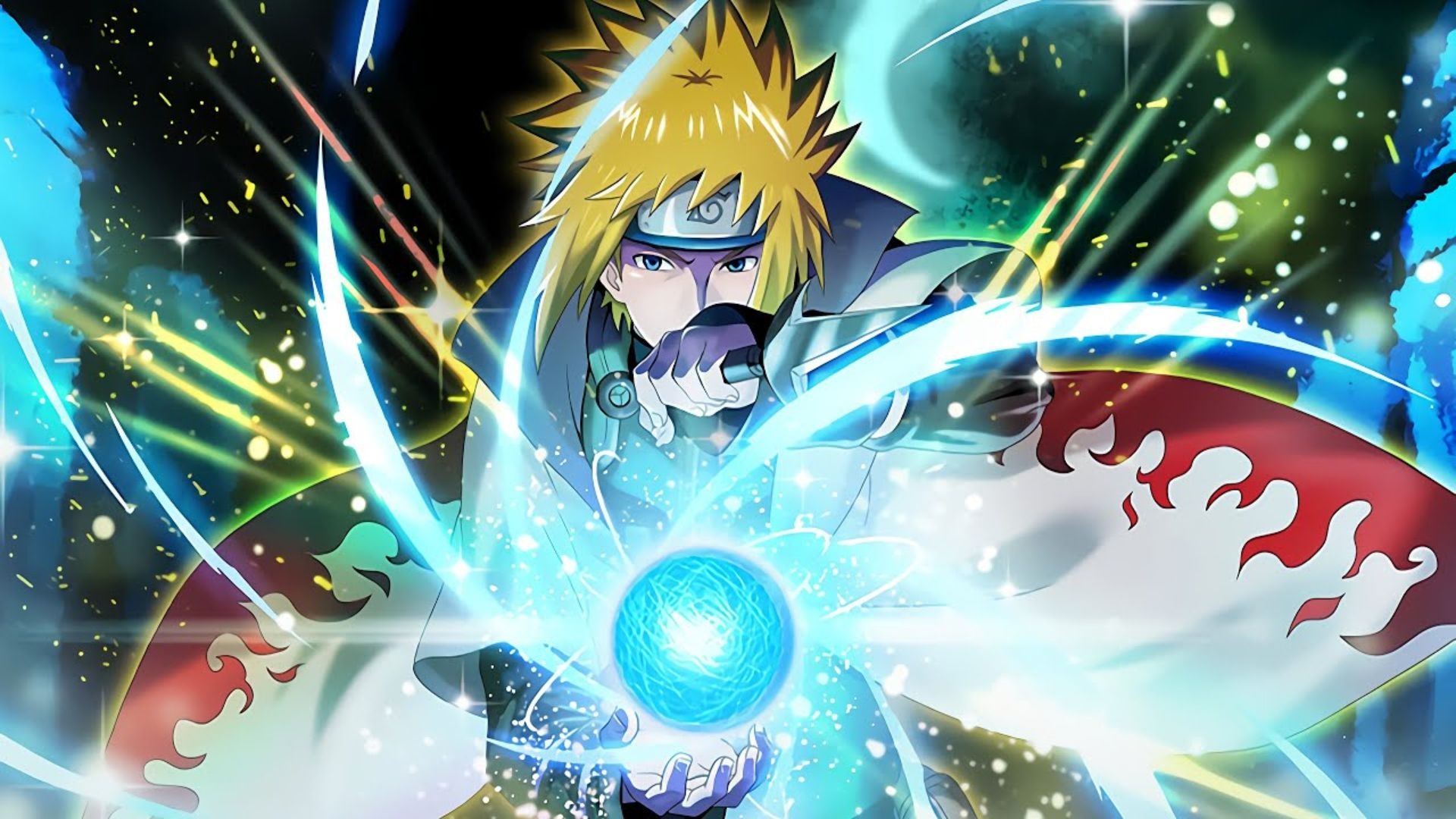 Minato Namikaze, Rasengan, Fourth Hokage haori, Full HD Desktop wallpaper