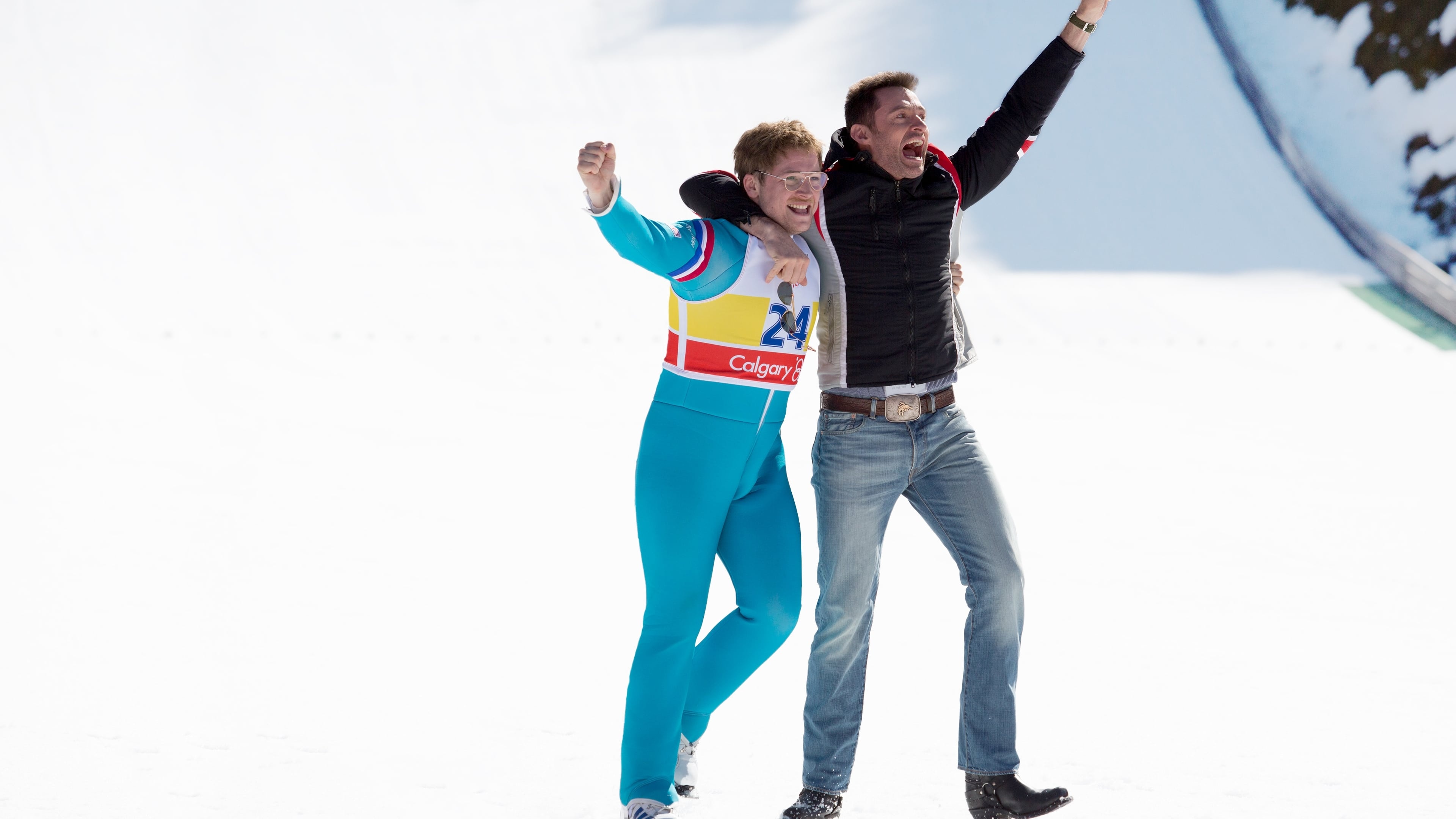 Eddie the Eagle, Taron Egerton, Hugh Jackman, Biographical film, 3840x2160 4K Desktop