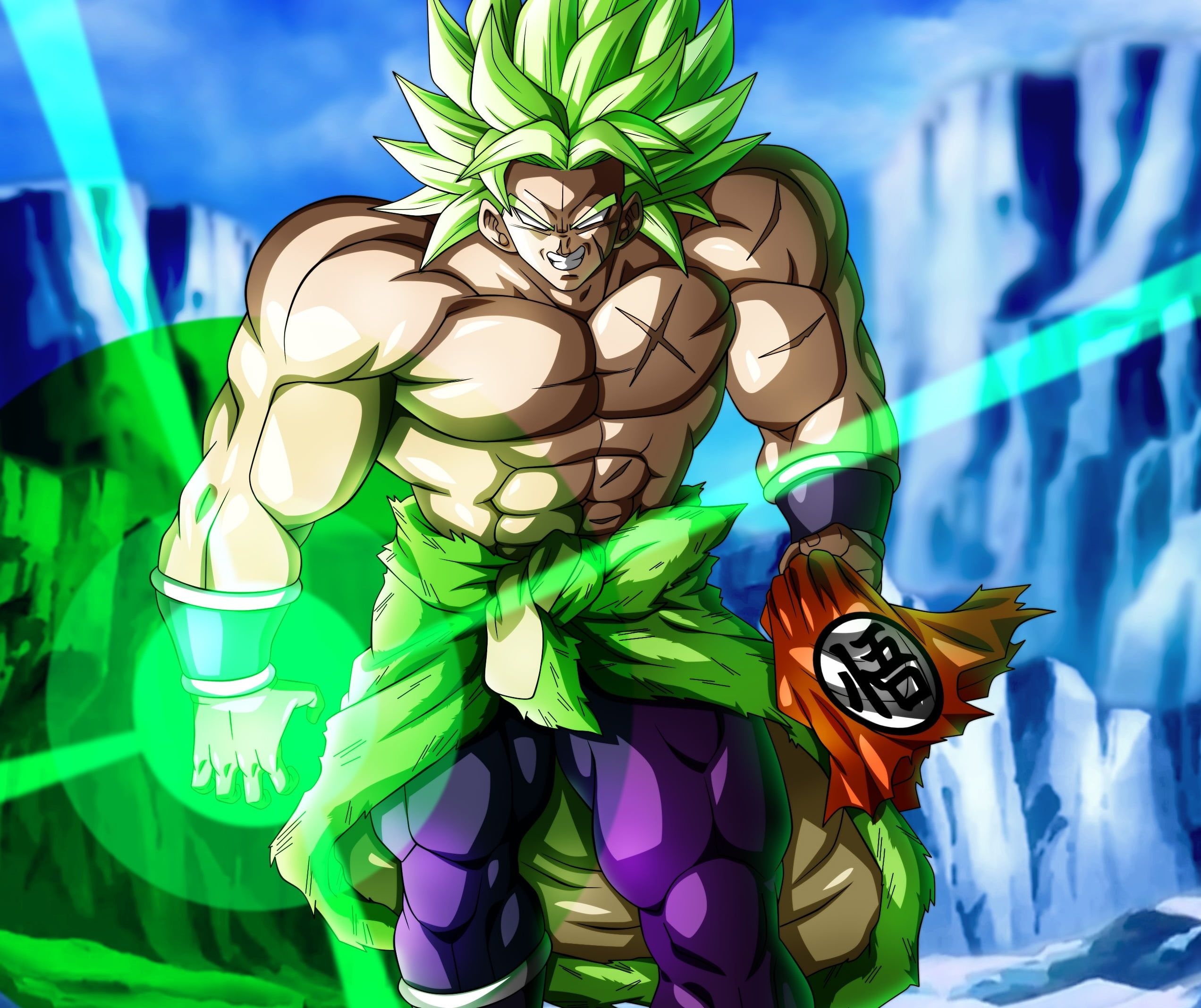 Super Saiyan Broly, Goku's torn gi, green ki blast, HD Desktop wallpaper