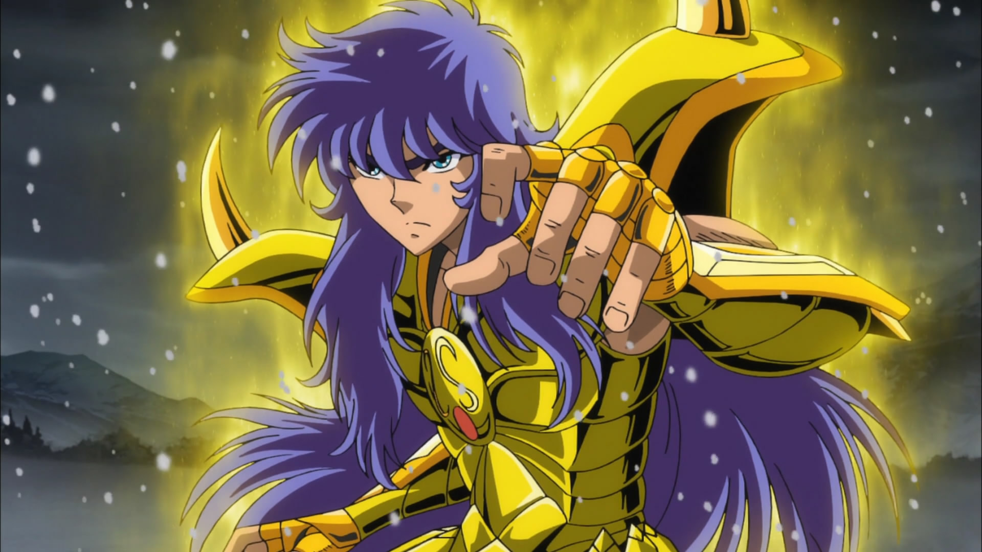 Scorpio Milo, Scorpio Gold Cloth, glowing Cosmo aura, Full HD Desktop wallpaper