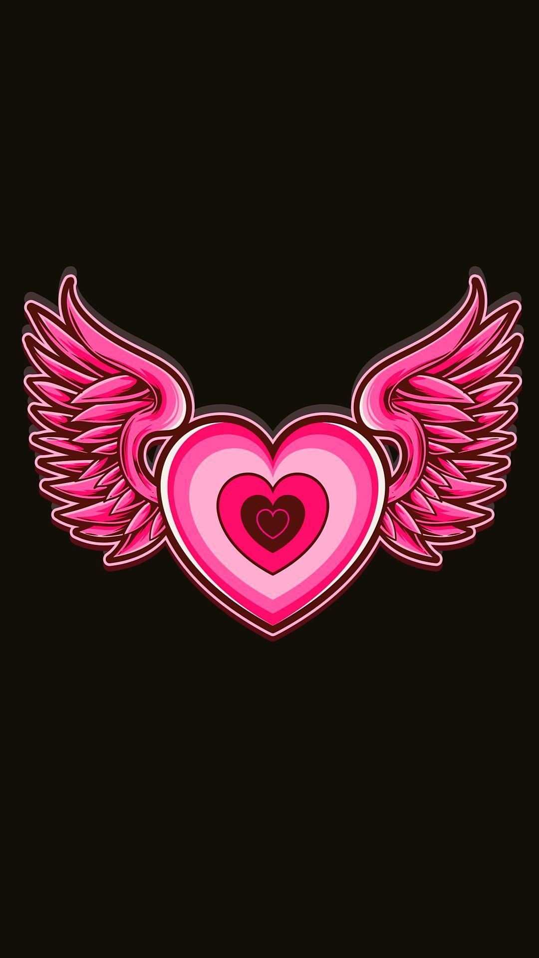 Heart With Wings, Pink wings, Feminine wallpaper, Soft aesthetic, 1080x1920 Full HD Phone