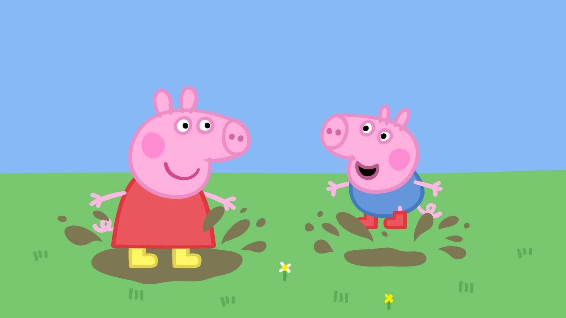Peppa Pig, George Pig, Muddy puddle splash, Full HD Desktop wallpaper