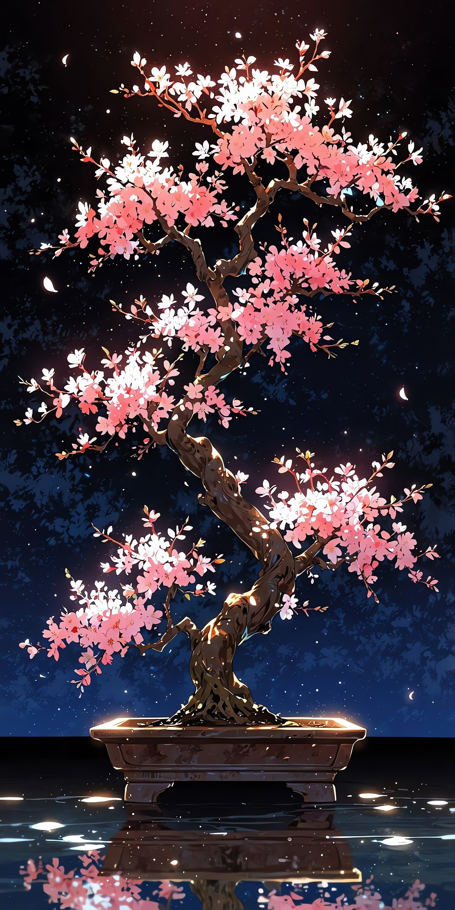 Bonsai Background, Blooming Sakura, Pink Tree, 2950p
