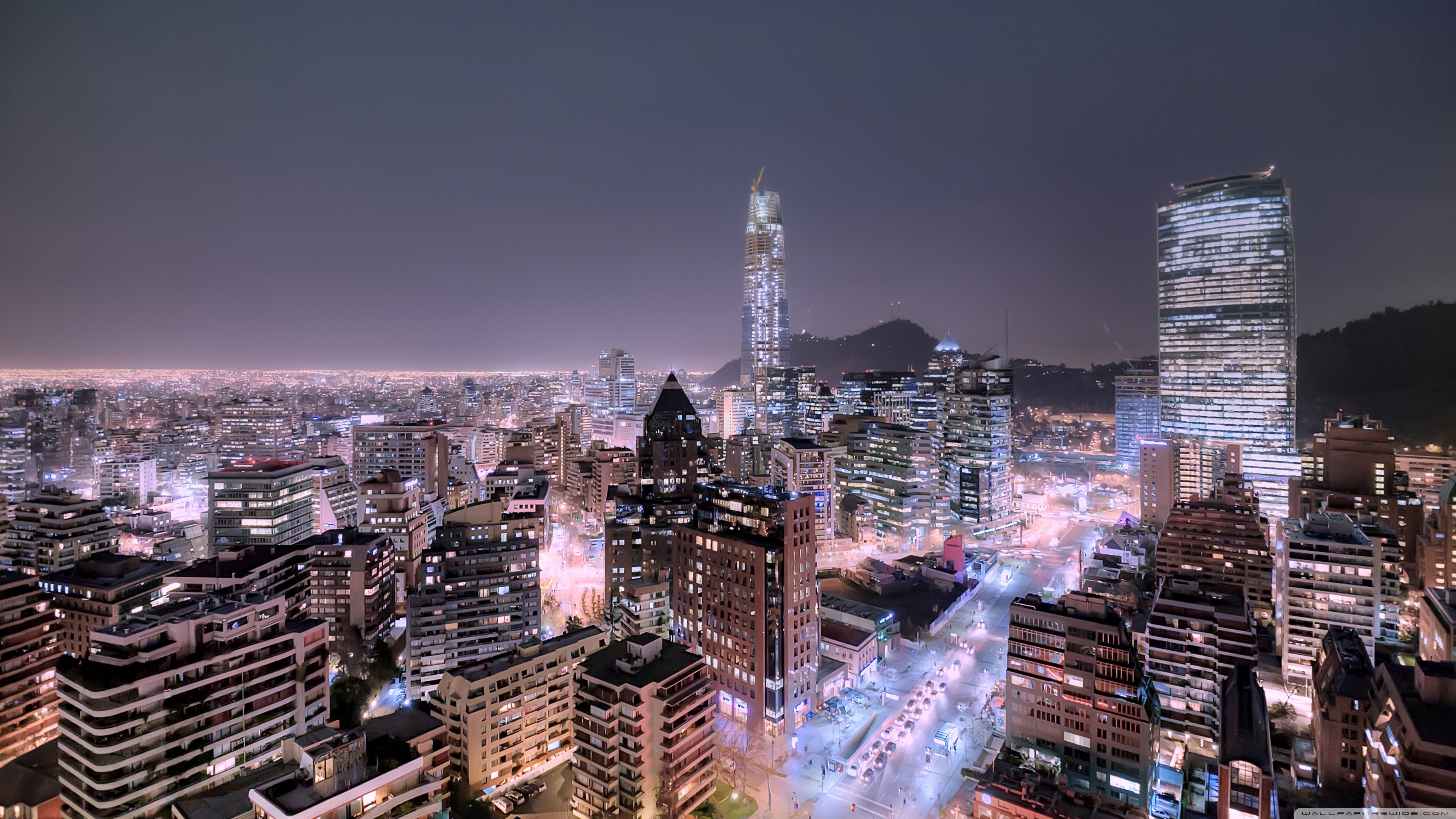 Night view, Santiago (Chile) Wallpaper, 3560x2000 HD Desktop