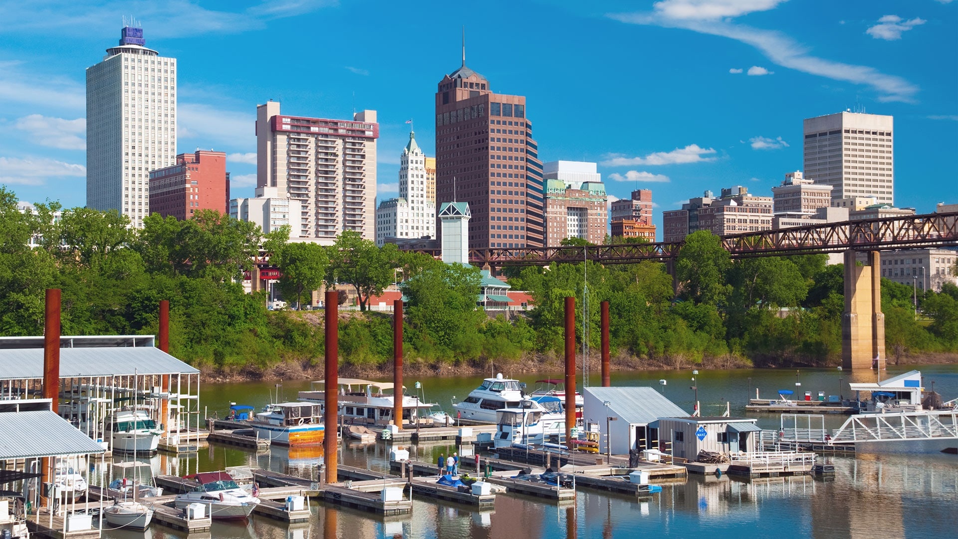 The Mississippi River, Memphis Skyline Wallpaper, 1920x1080 Full HD Desktop