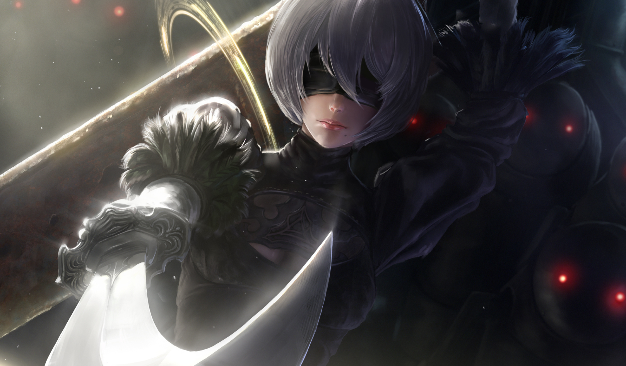 2B, NieR: Automata, Virtuous Contract sword, HD Desktop wallpaper