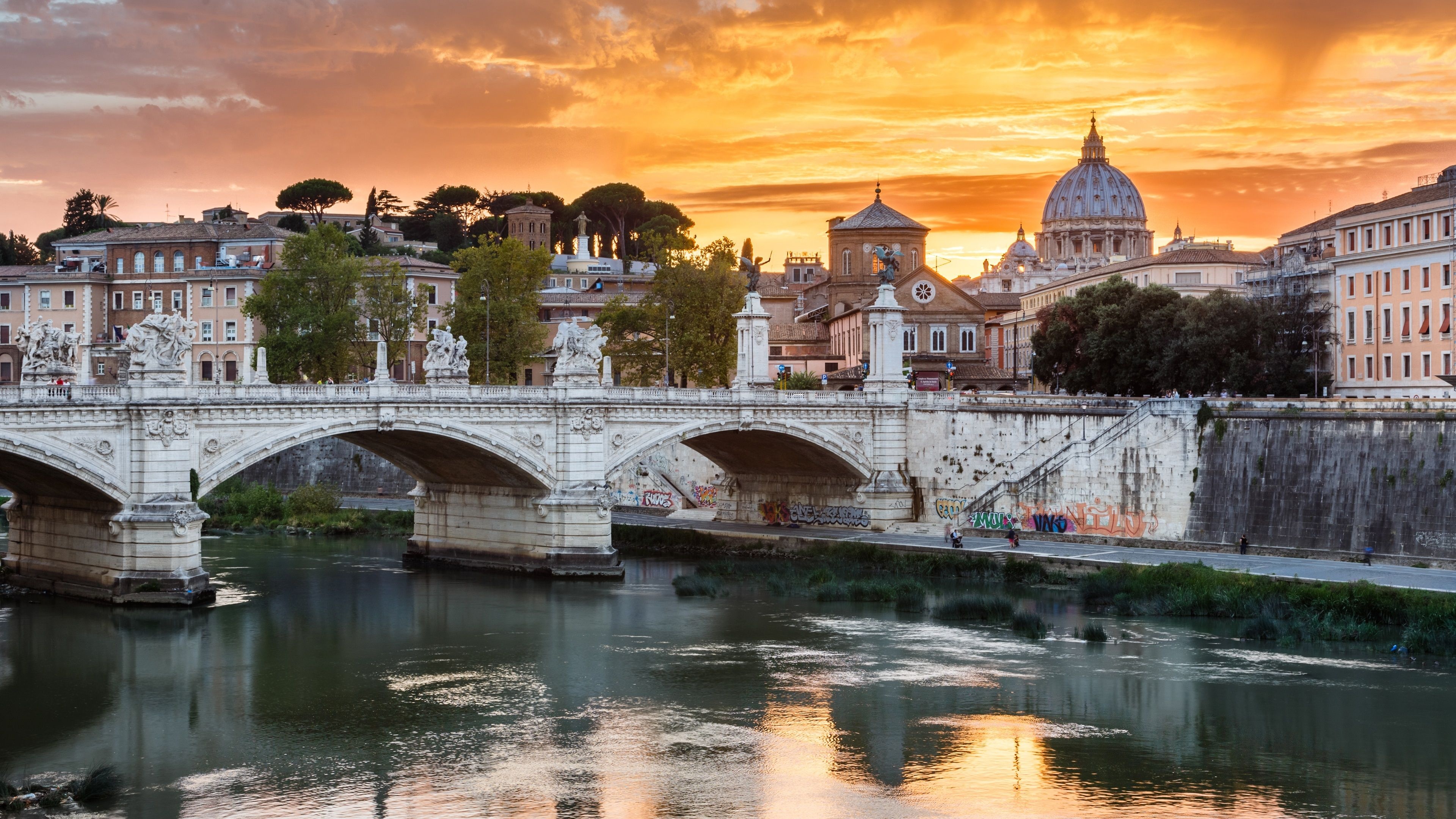 Rome skyline, 4K backgrounds, Ancient city, High-definition, 3840x2160 4K Desktop