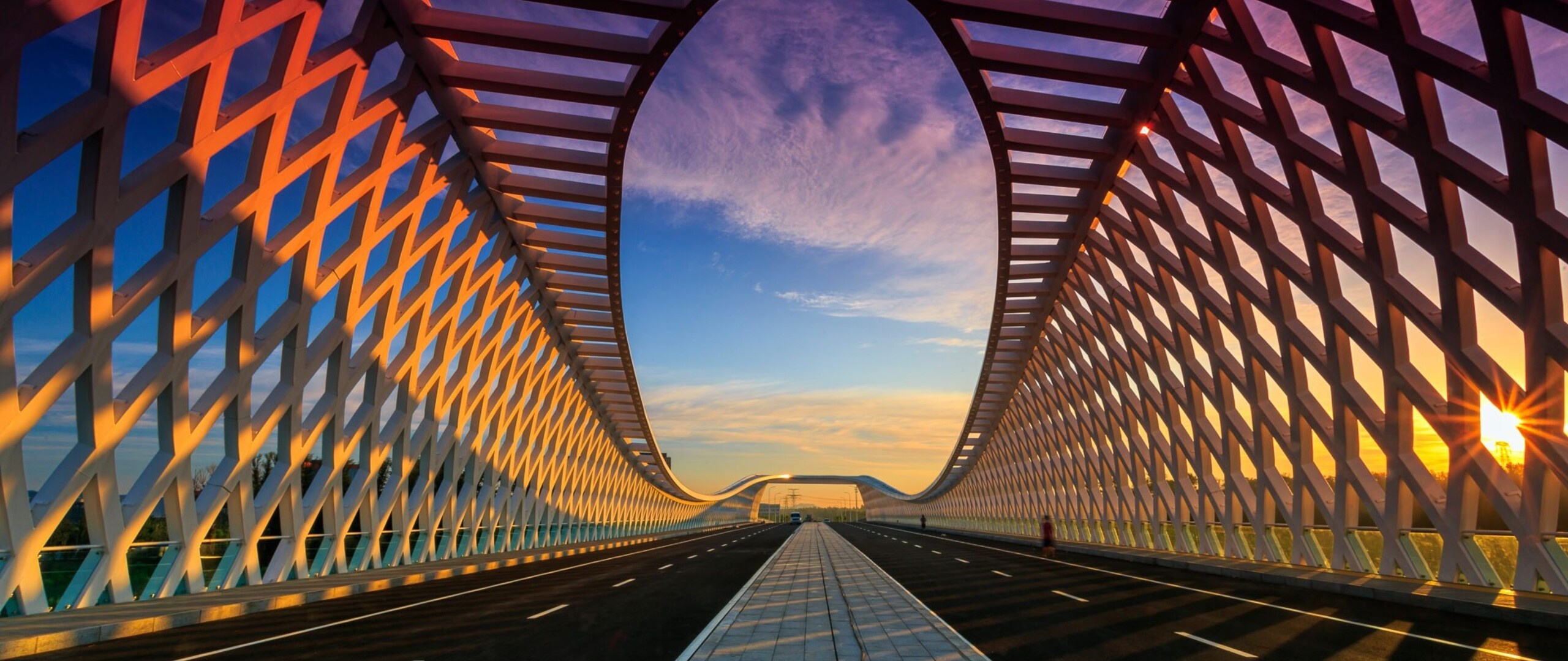 Beijing, China, Bridge, 4K, 2560x1080 Dual Screen Desktop