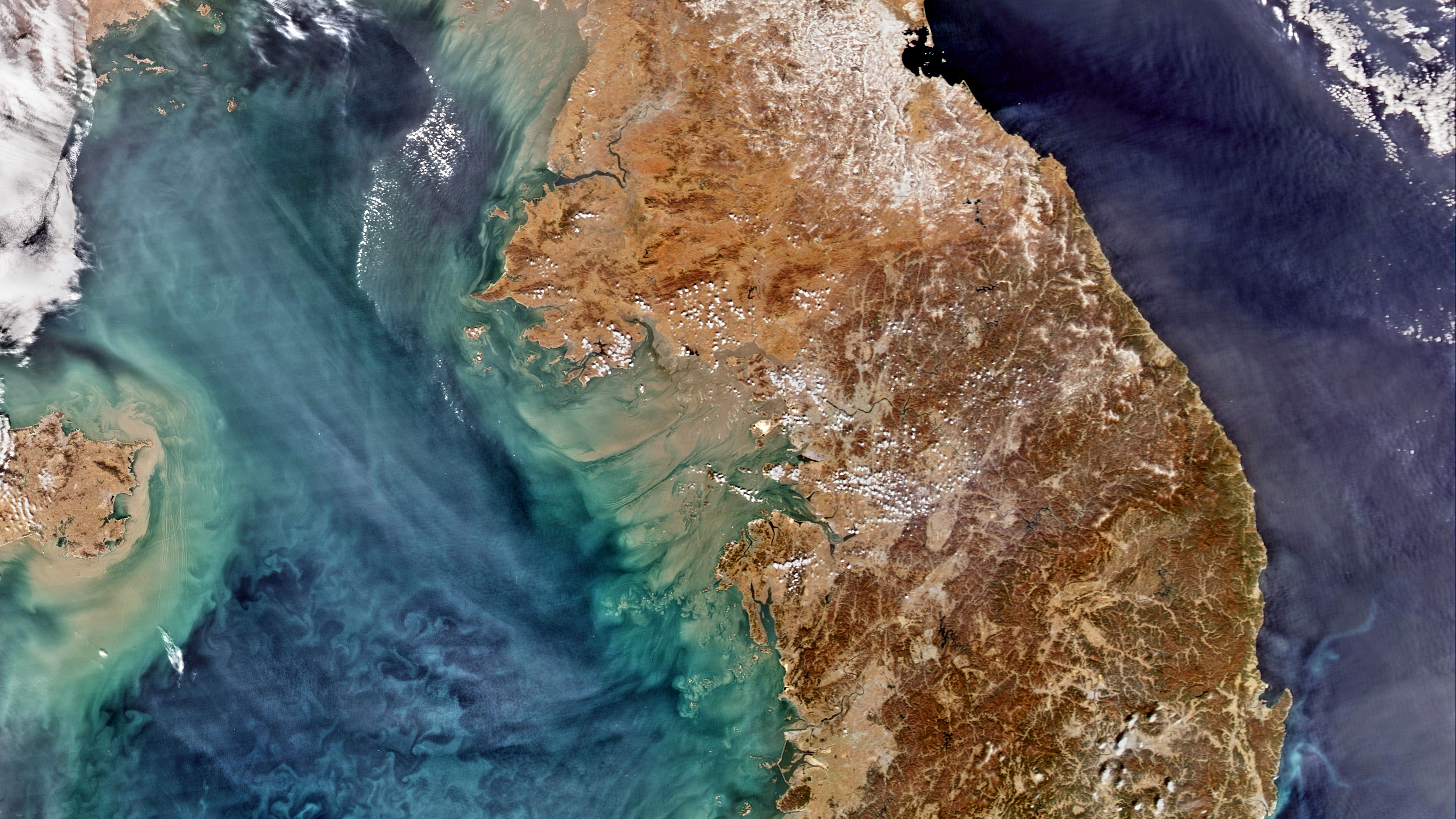 Bohai Sea, Desktop laptop wallpaper, VQ70 Yellow Sea, Korea Earthview pattern, 3840x2160 4K Desktop
