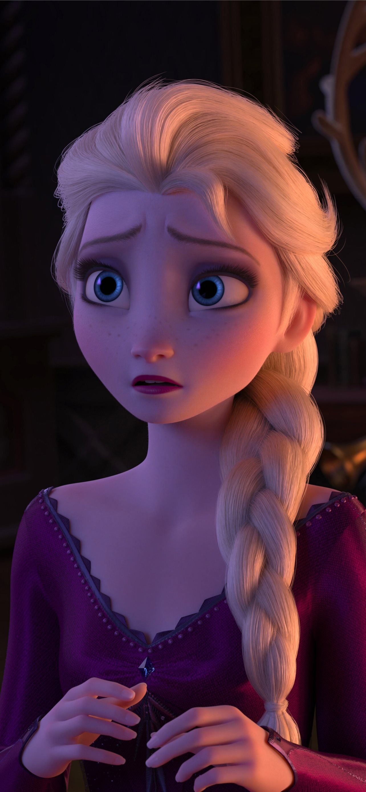 Queen Elsa, Frozen II, purple nightgown, HD Phone wallpaper