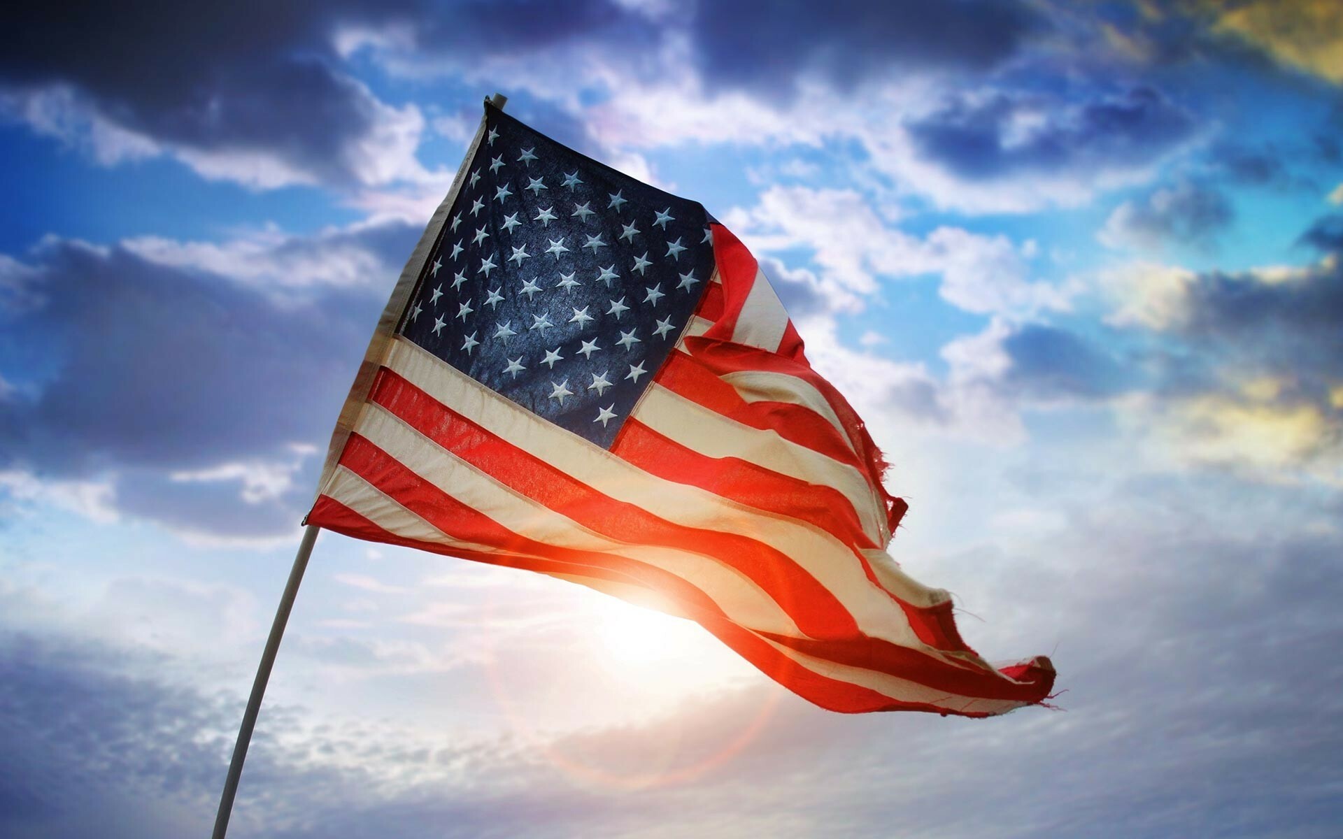 American flag, Skyline, United States, Travel, 1920x1200 HD Desktop