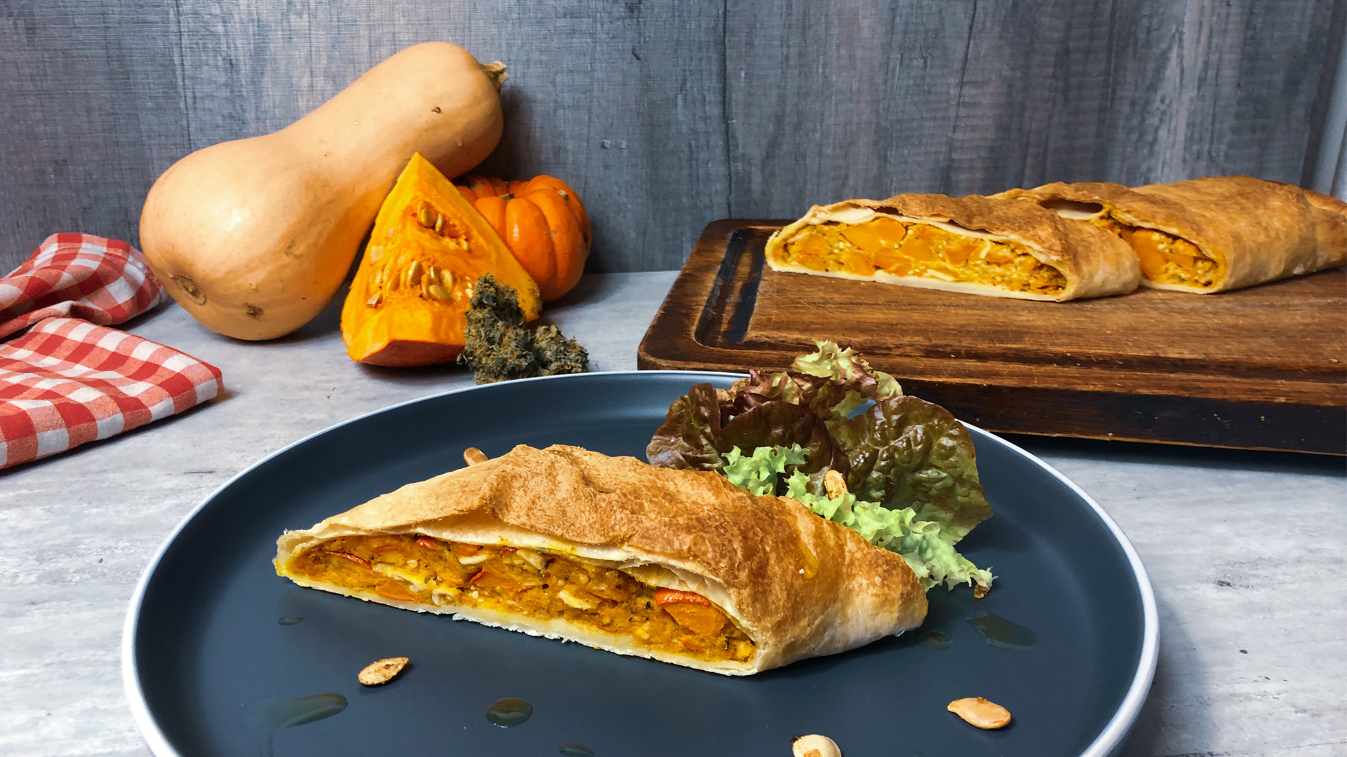 Strudel Food, Pumpkin Goat Cheese Strudel, Hemp Seeds, 1920x1080 Full HD Desktop