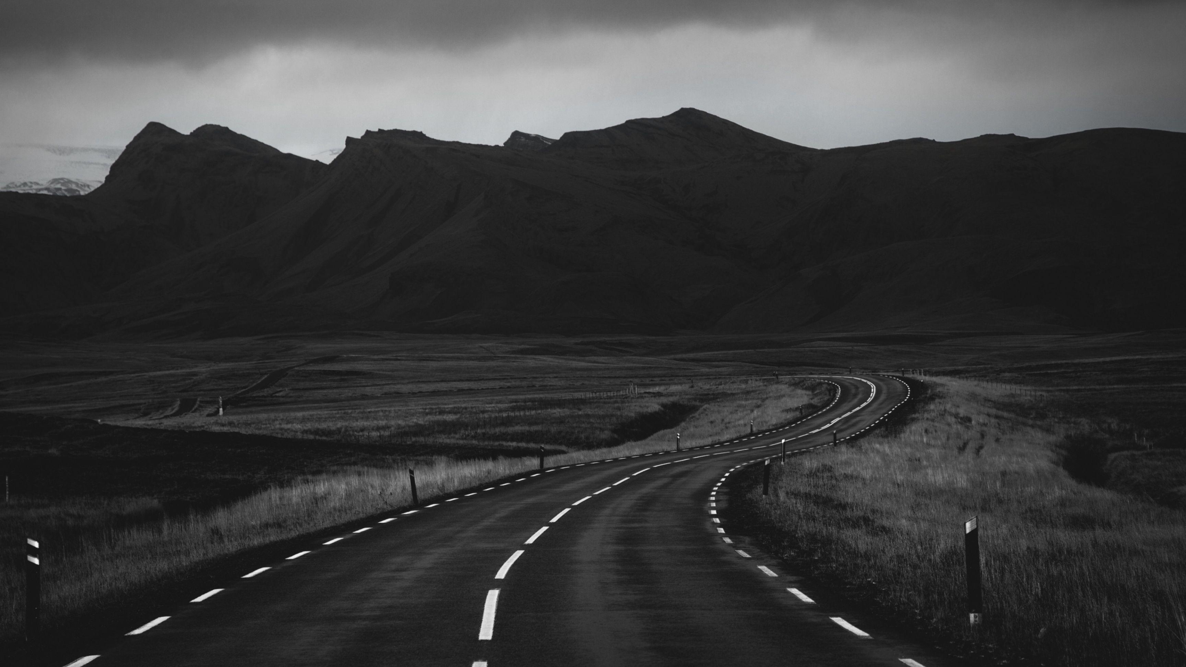 Road, Black Wallpaper, 3840x2160 4K Desktop