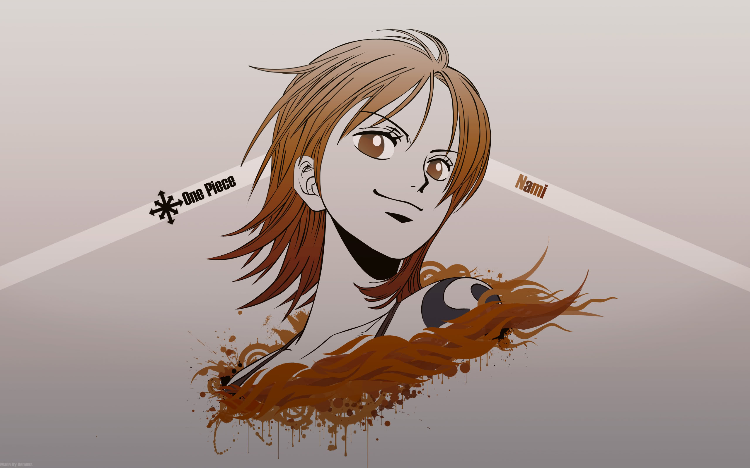 Nami, One Piece Nami text, tangerine pinwheel tattoo, HD Desktop wallpaper