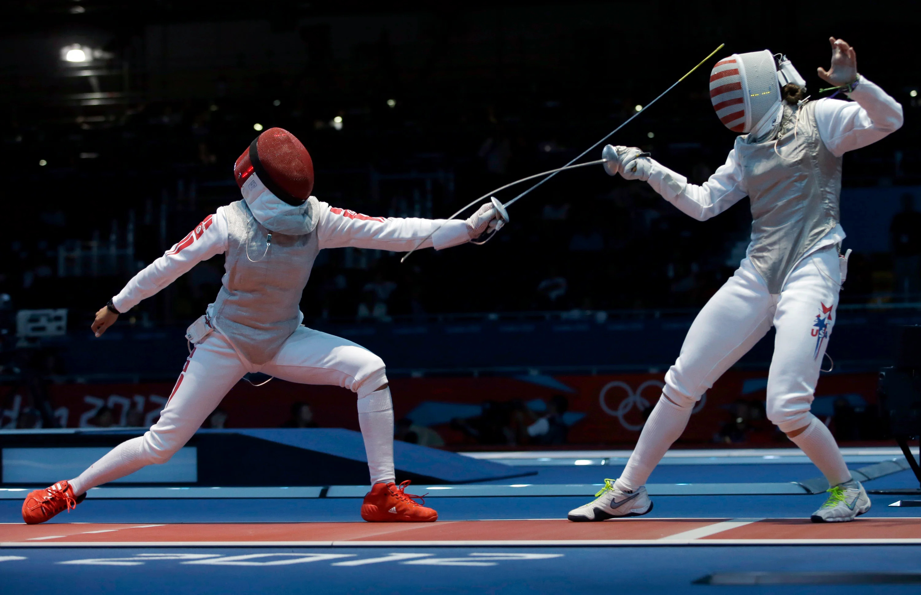 Olympic scenes, Fencing competition, Athletes in action, Fencing champions, 3000x1940 HD Desktop