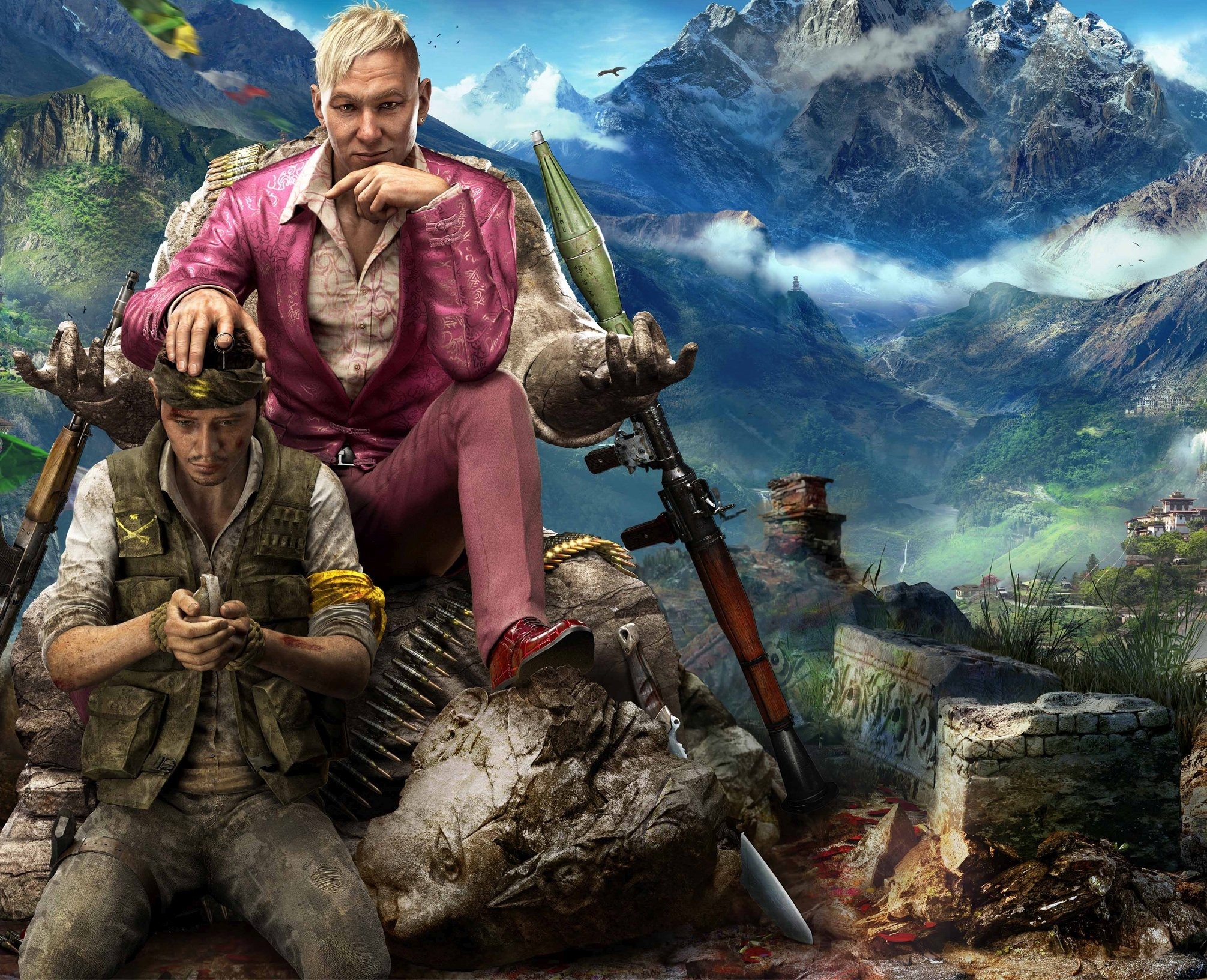 Pagan Min, Kyrat Himalayan landscape, RPG-7 rocket launcher, HD Desktop wallpaper