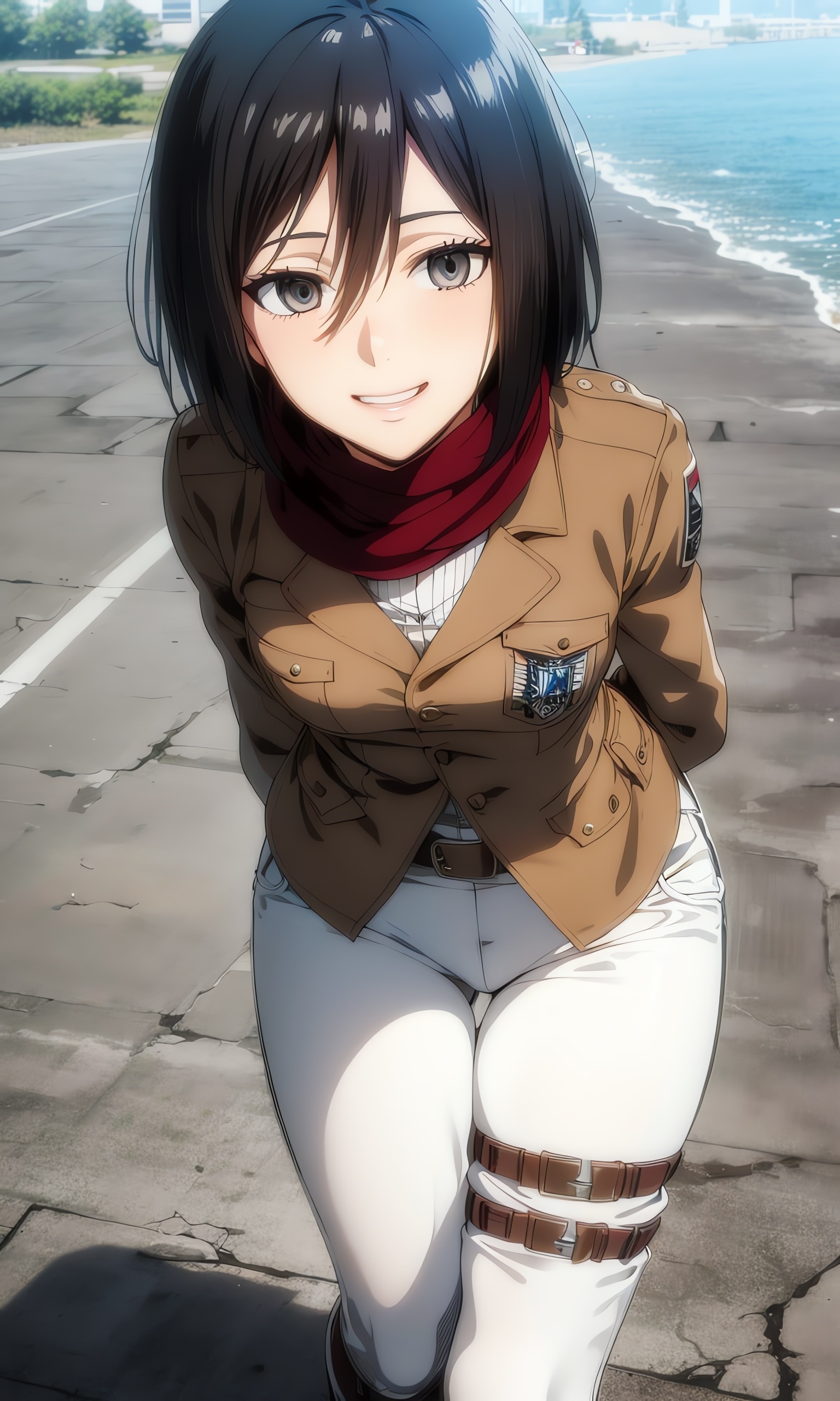 Mikasa Ackerman, Survey Corps uniform, red scarf, HD Phone wallpaper