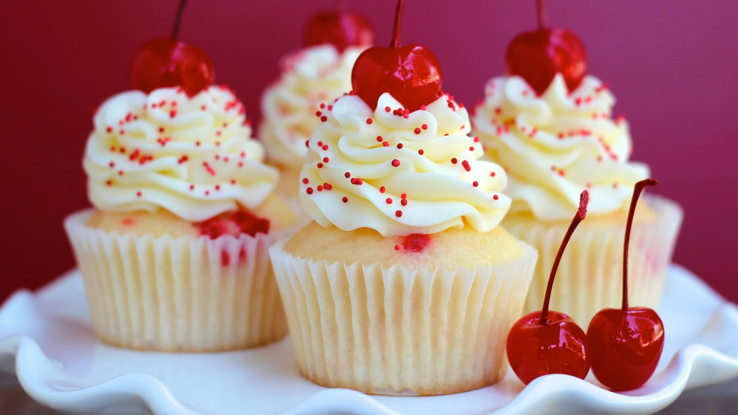 Cherries, Cupcakes Wallpaper, 2560x1440 HD Desktop